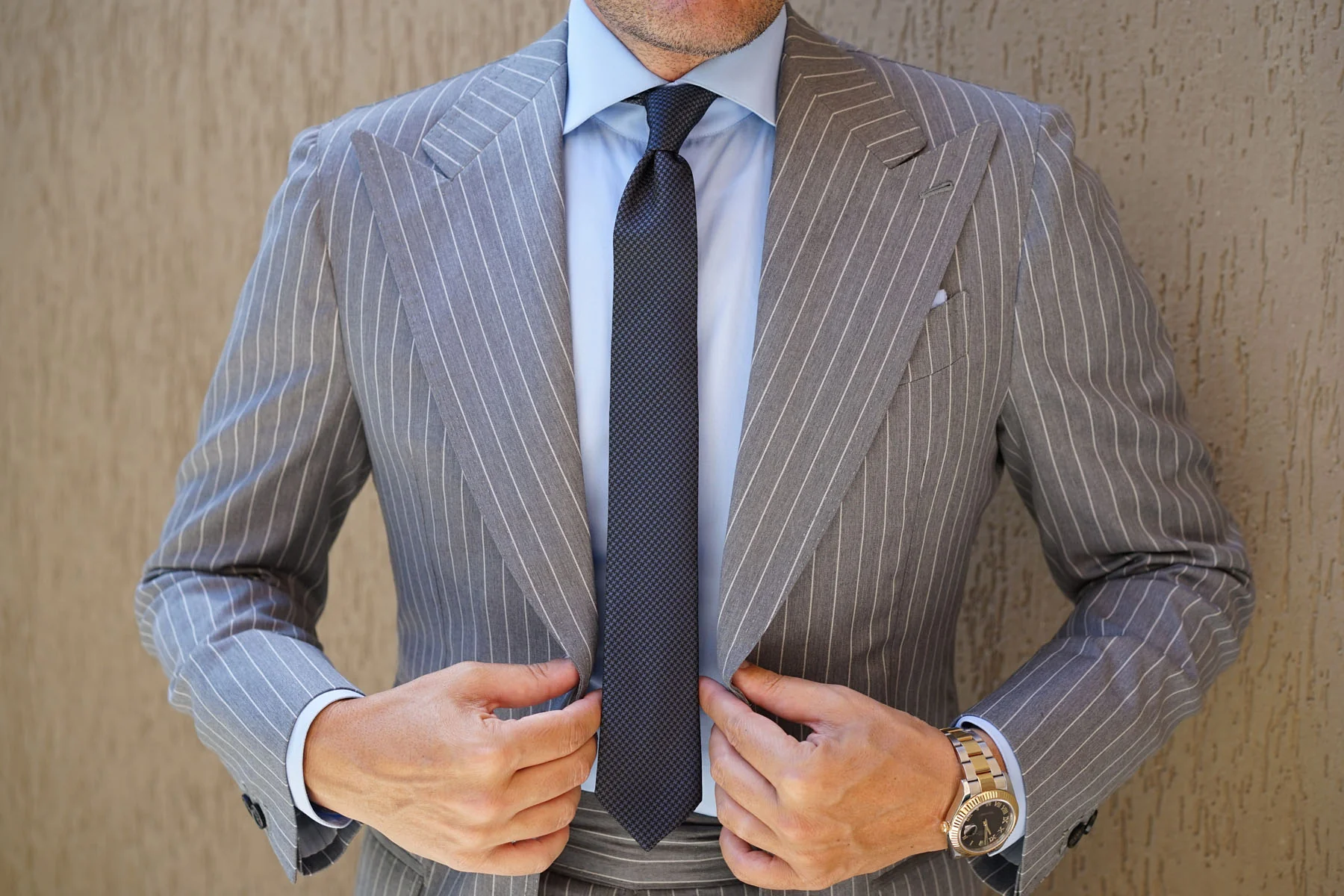 Black Houndstooth Pattern Skinny Tie - Image 7