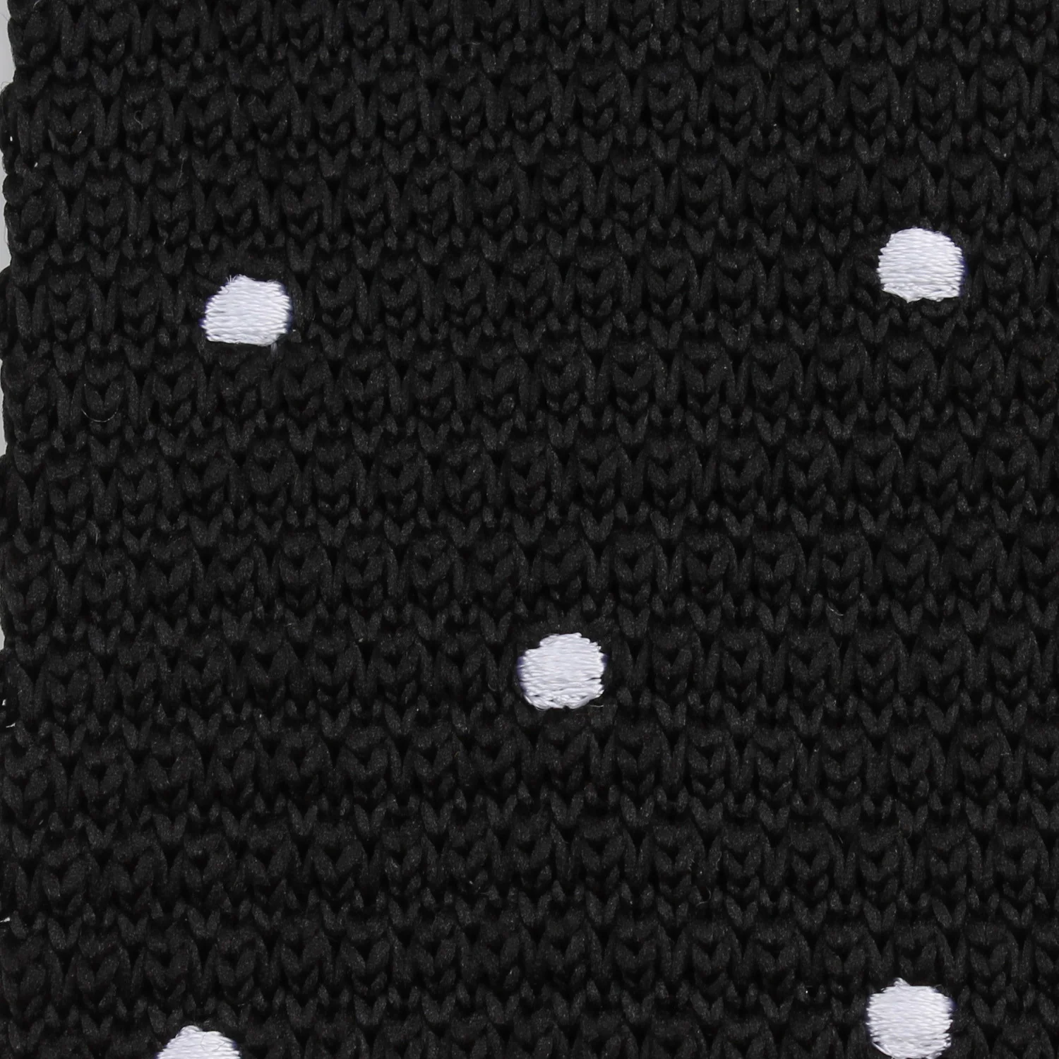 Black Knitted Tie with White Polka Dots - Image 2