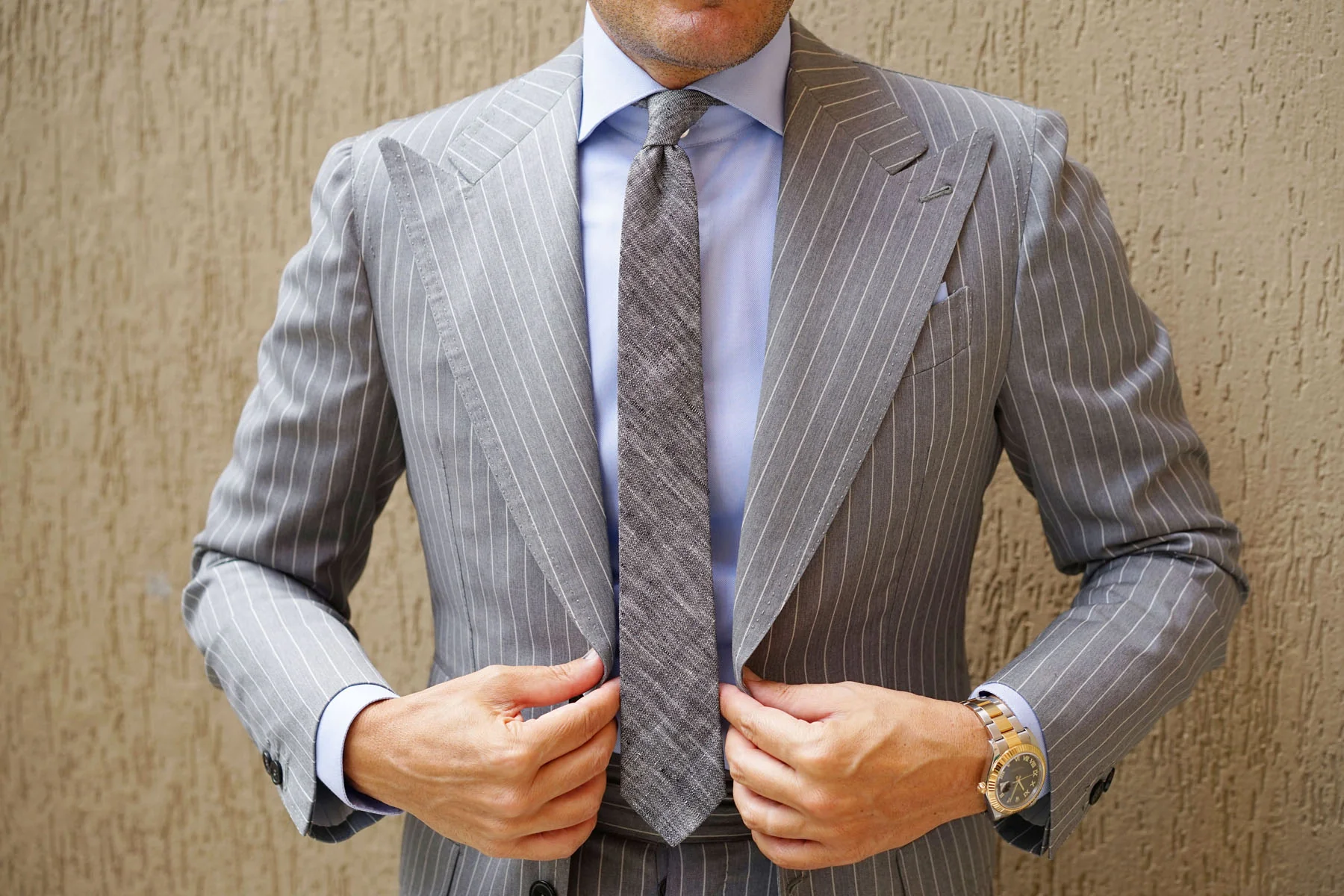 Black Linen Chambray Skinny Tie - Image 14