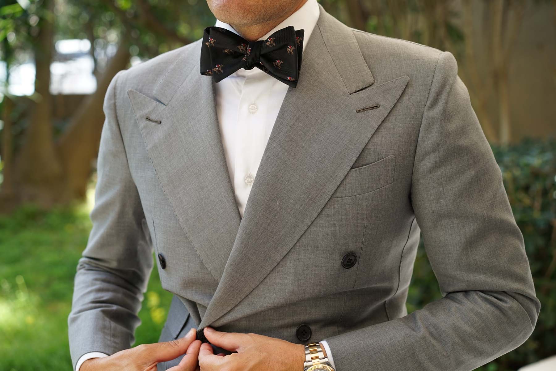 Black Melbourne Race Horse Self Bow Tie - Image 4