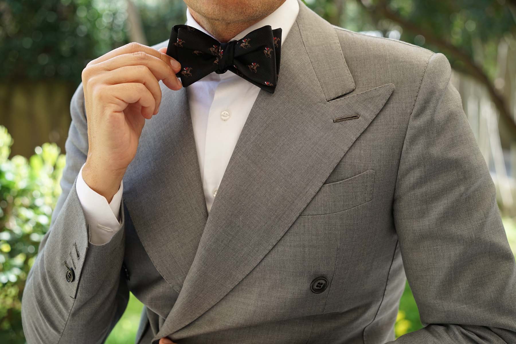 Black Melbourne Race Horse Self Bow Tie - Image 6
