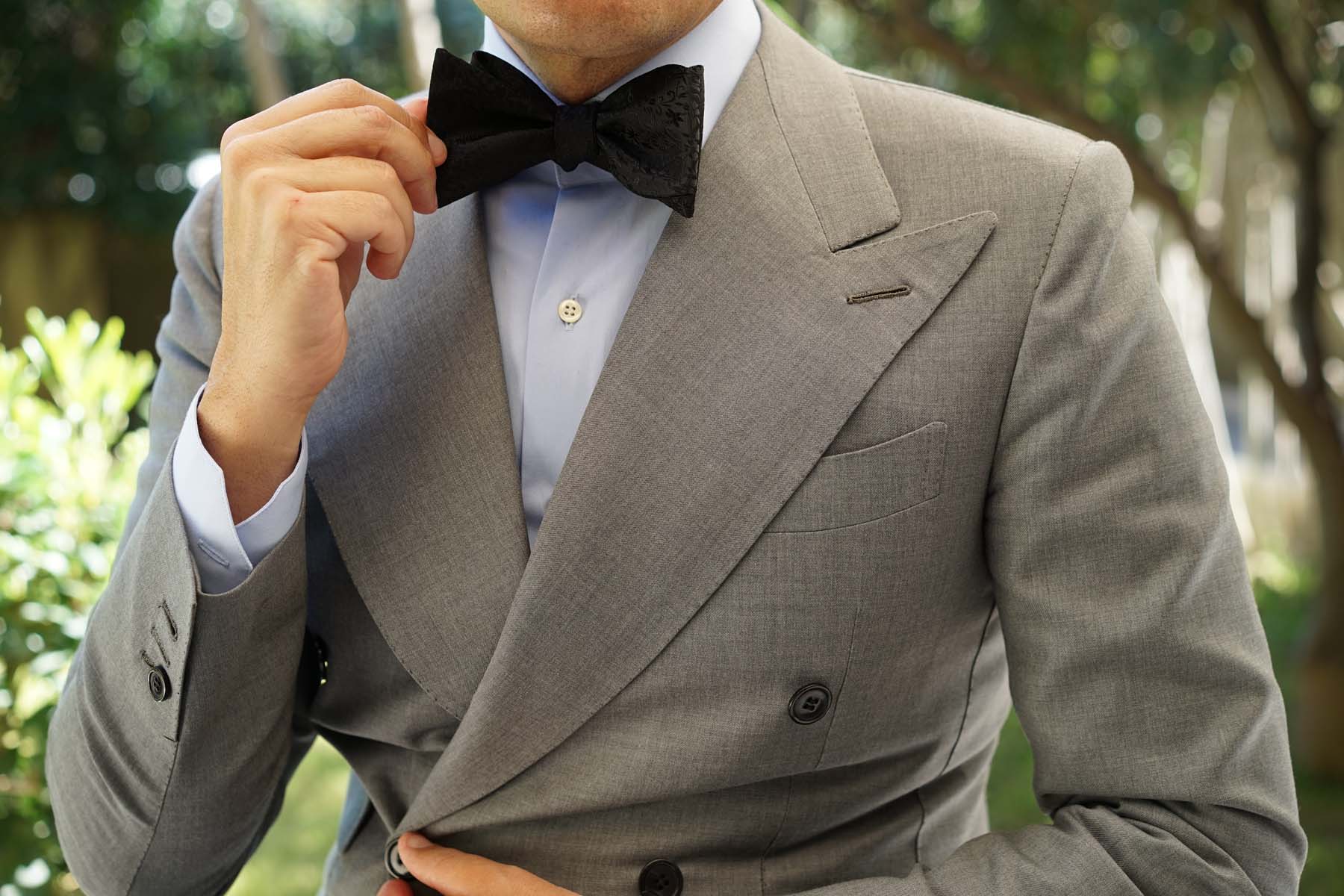 Black Floral Pattern - Bow Tie (Untied) - Image 9