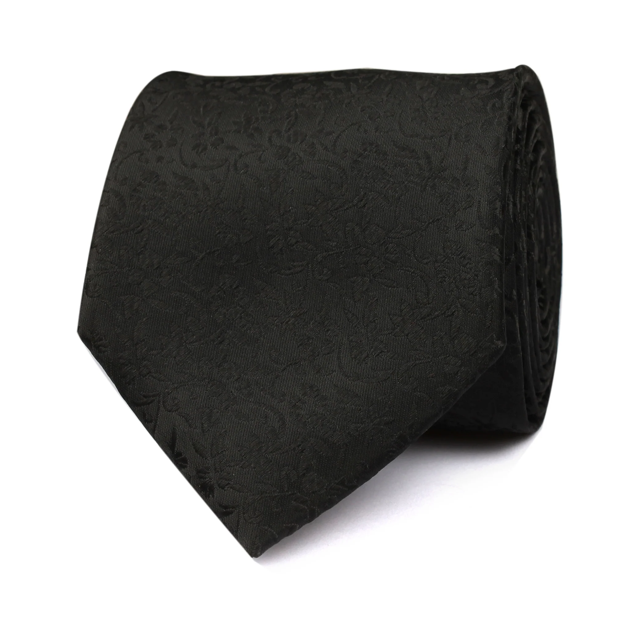 Black Floral Pattern Tie - Image 2