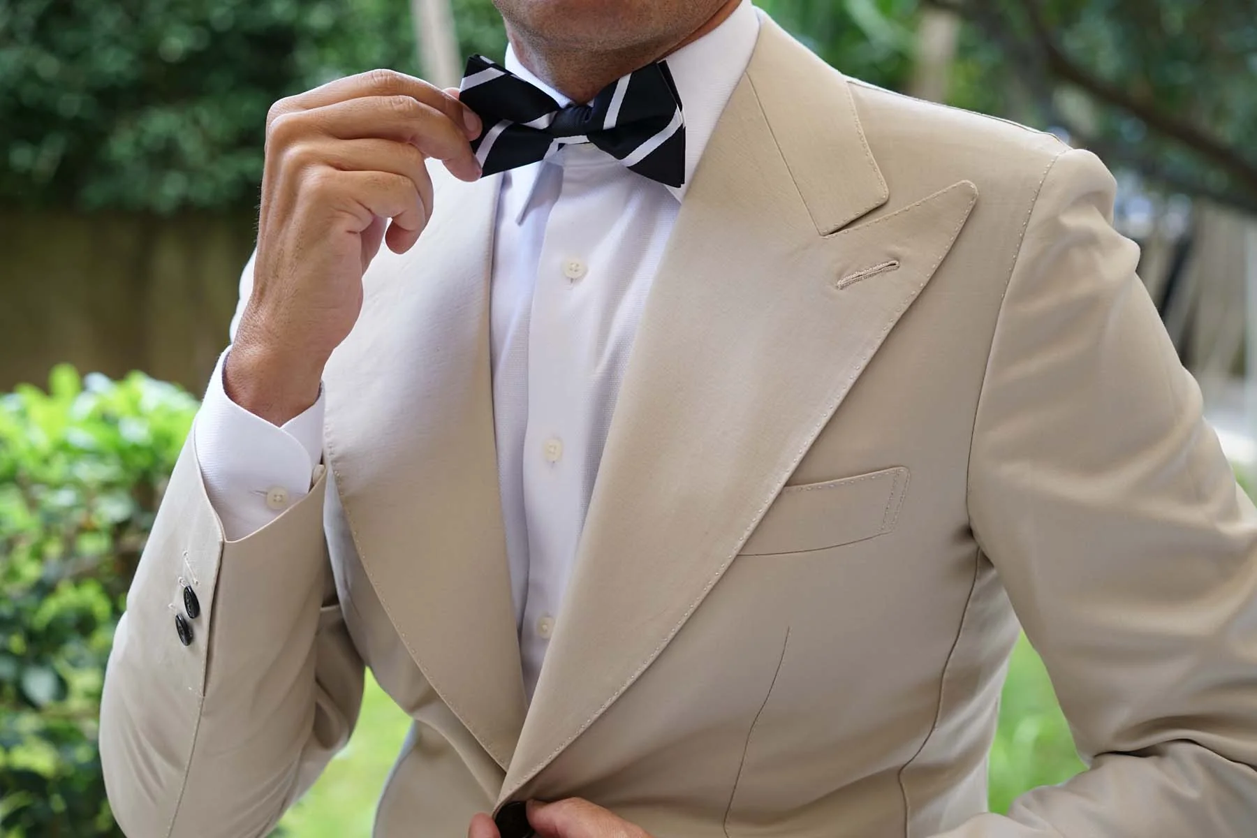 Black Pencil Stripe Bow Tie - Image 3