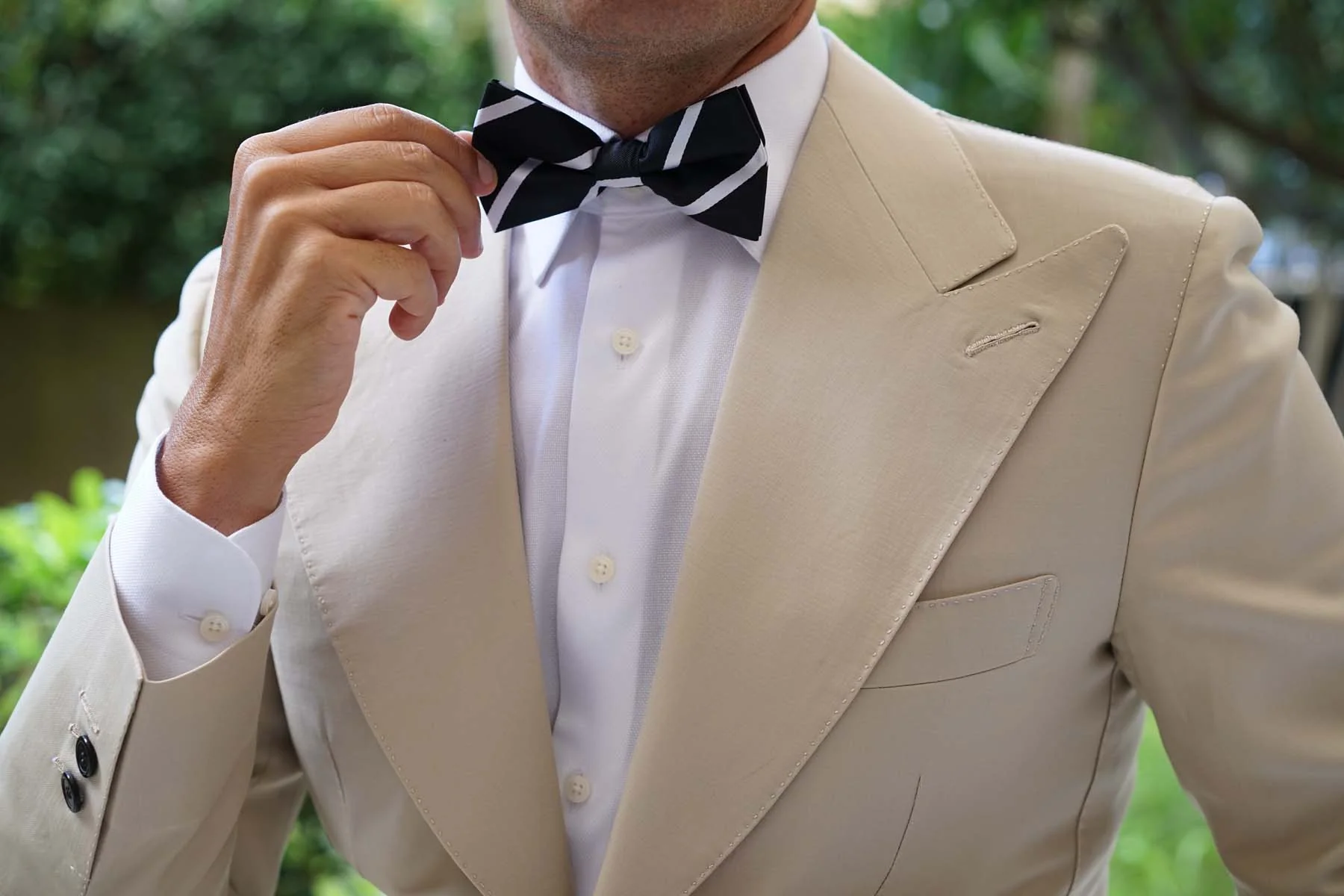 Black Pencil Stripe Bow Tie - Image 5