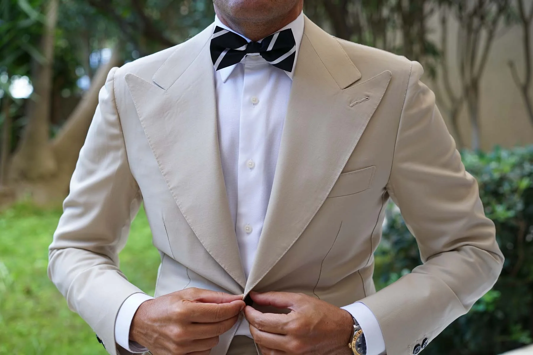 Black Pencil Stripe Bow Tie - Image 6