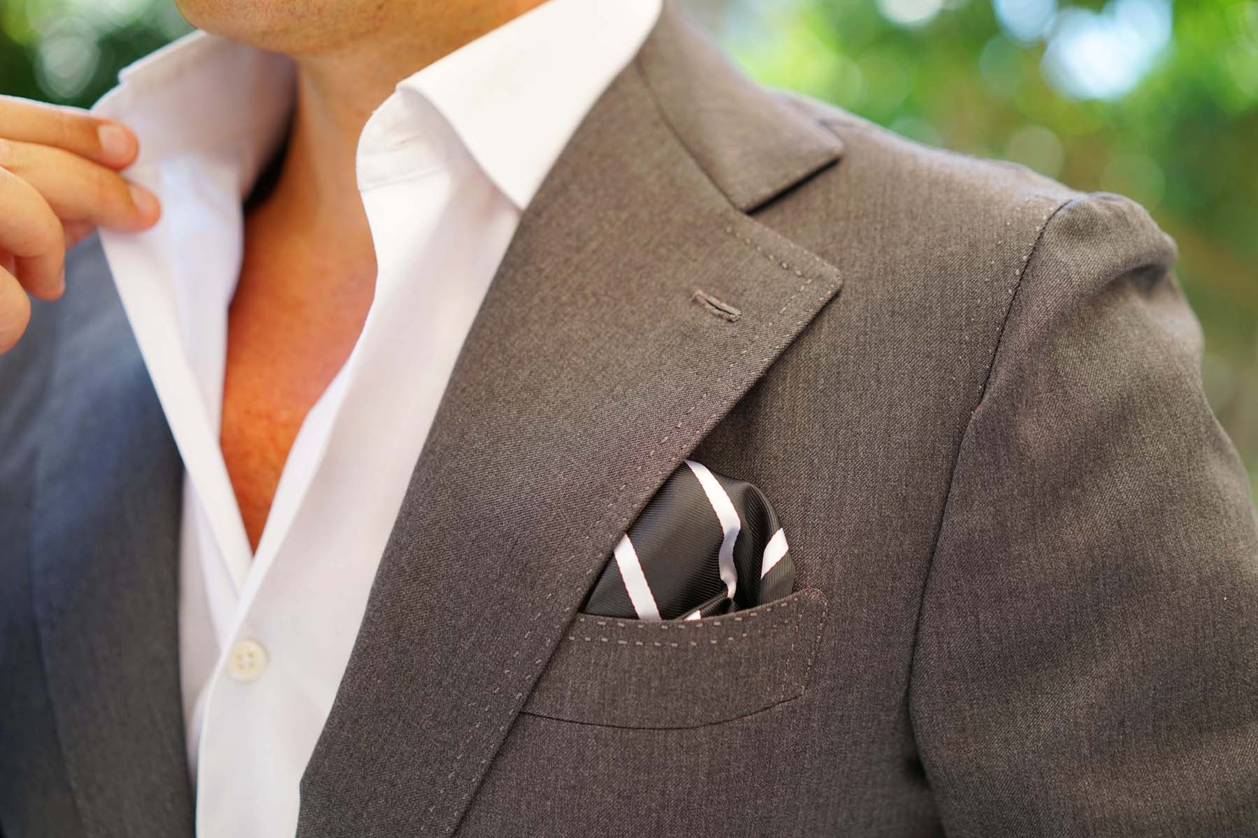 Black Pencil Stripe Pocket Square - Image 5