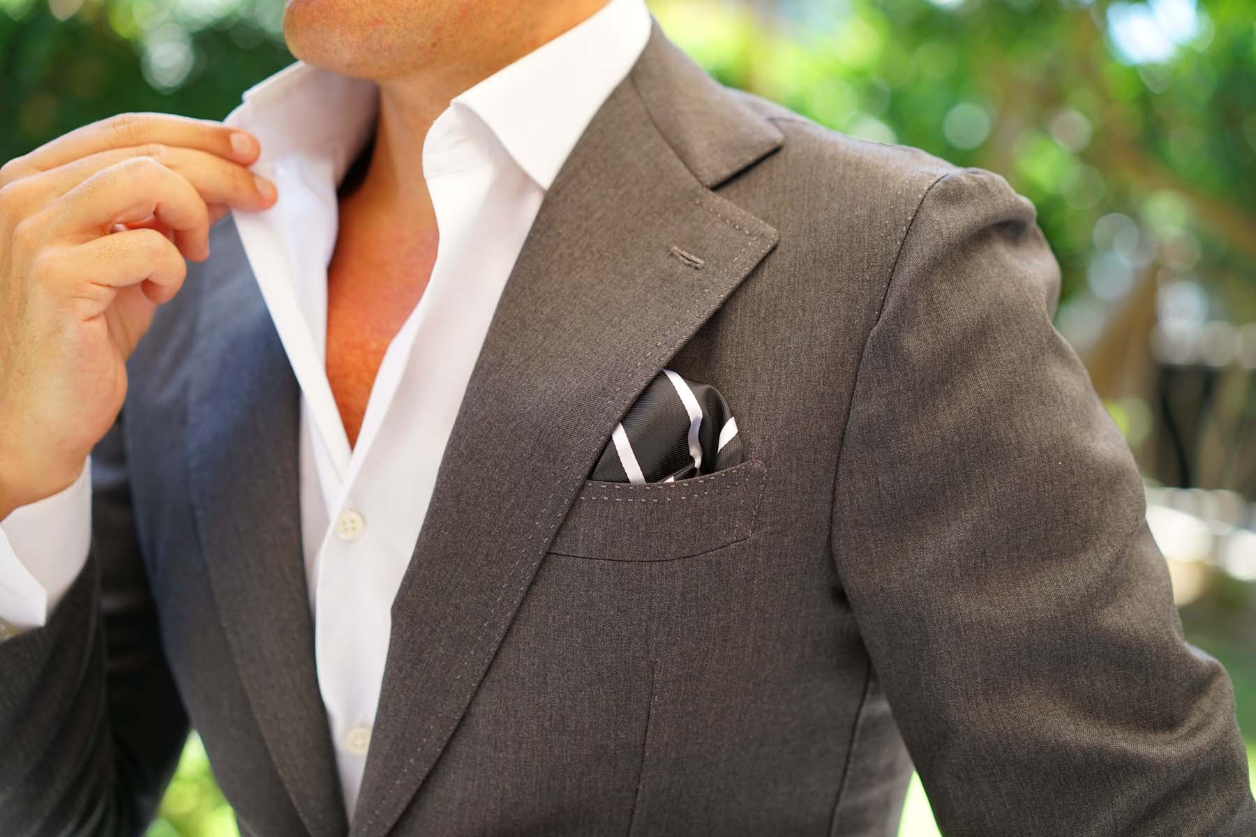 Black Pencil Stripe Pocket Square - Image 6