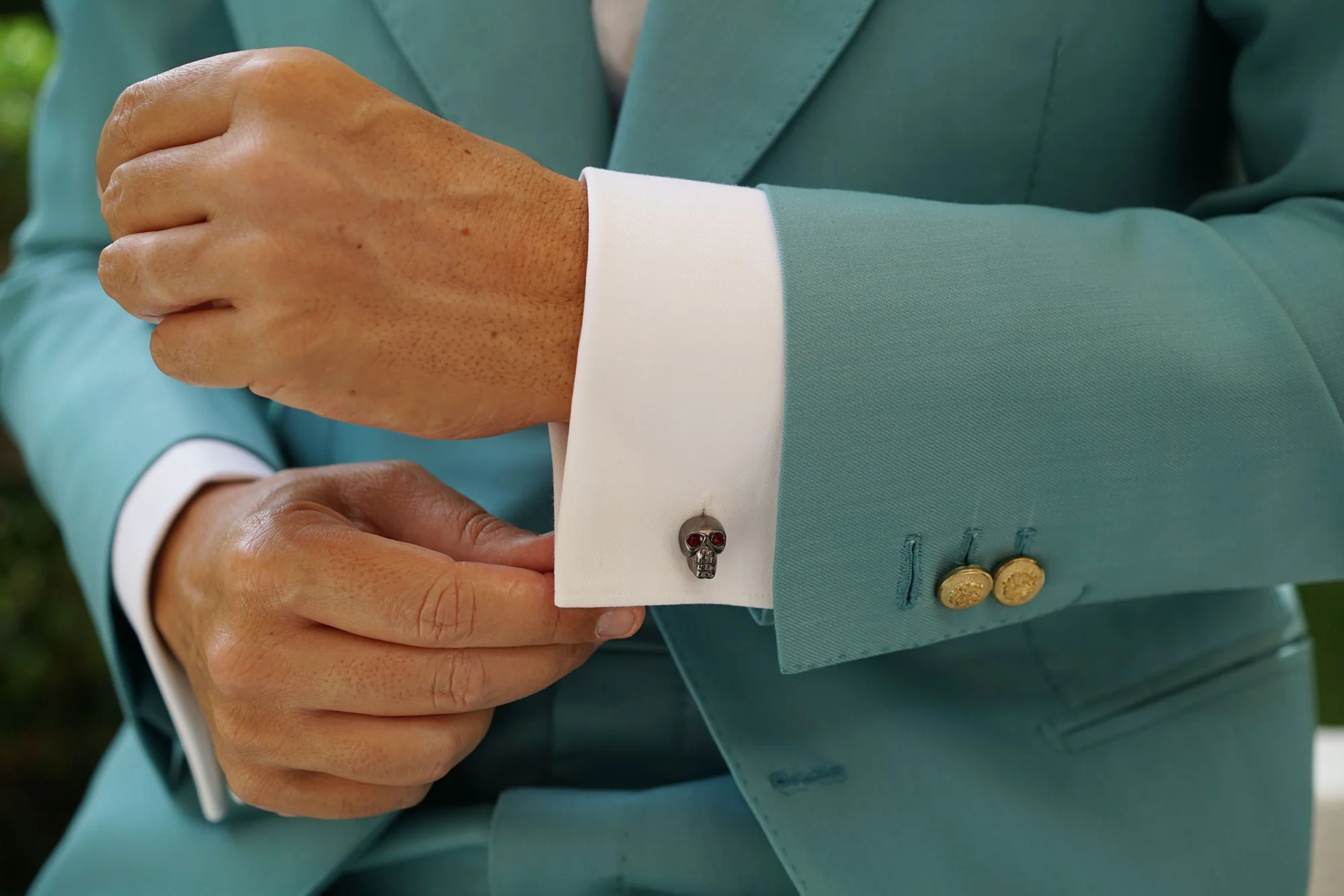 Black Skull Red Ruby Cufflinks - Image 10