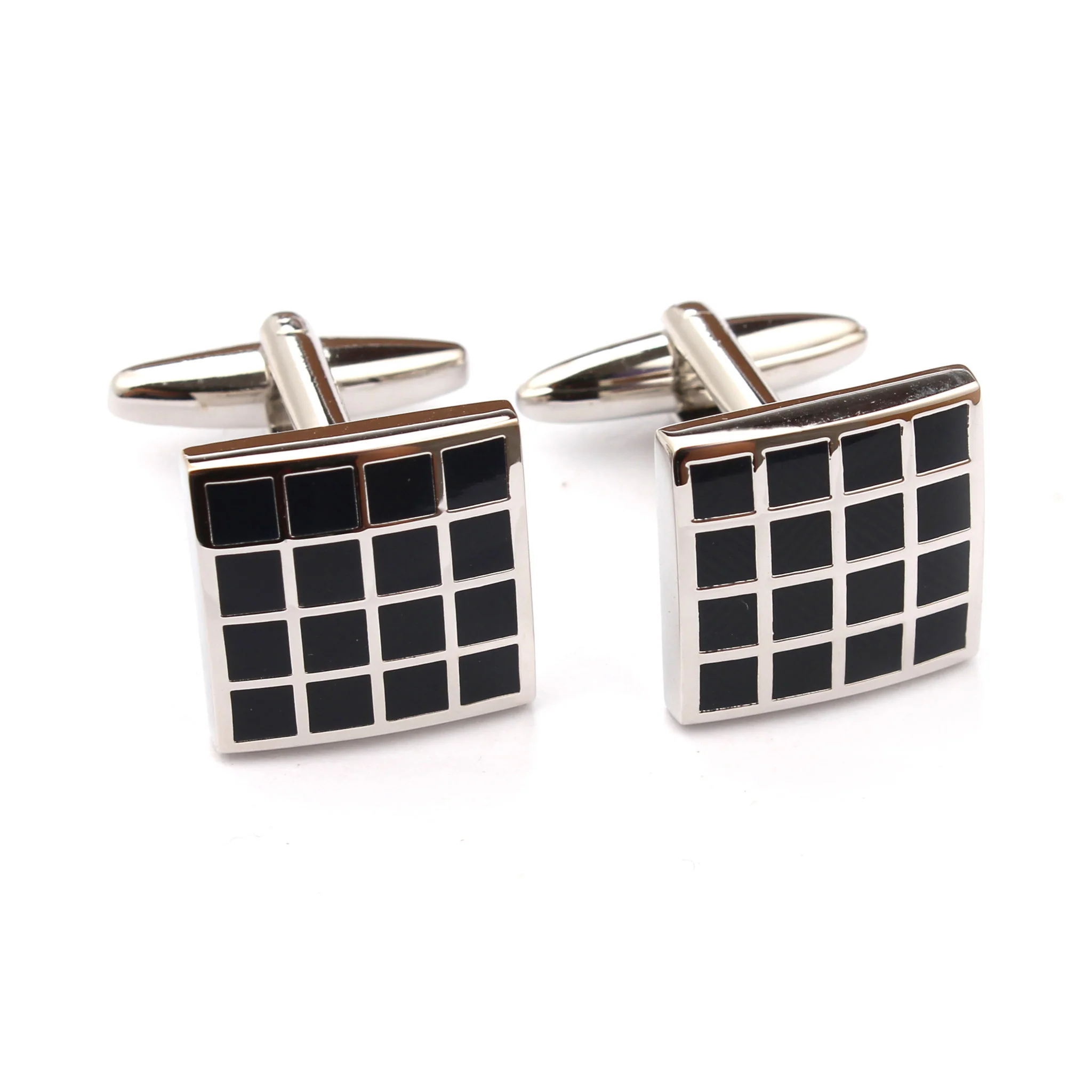 Black Square Grid Cufflinks - Image 2