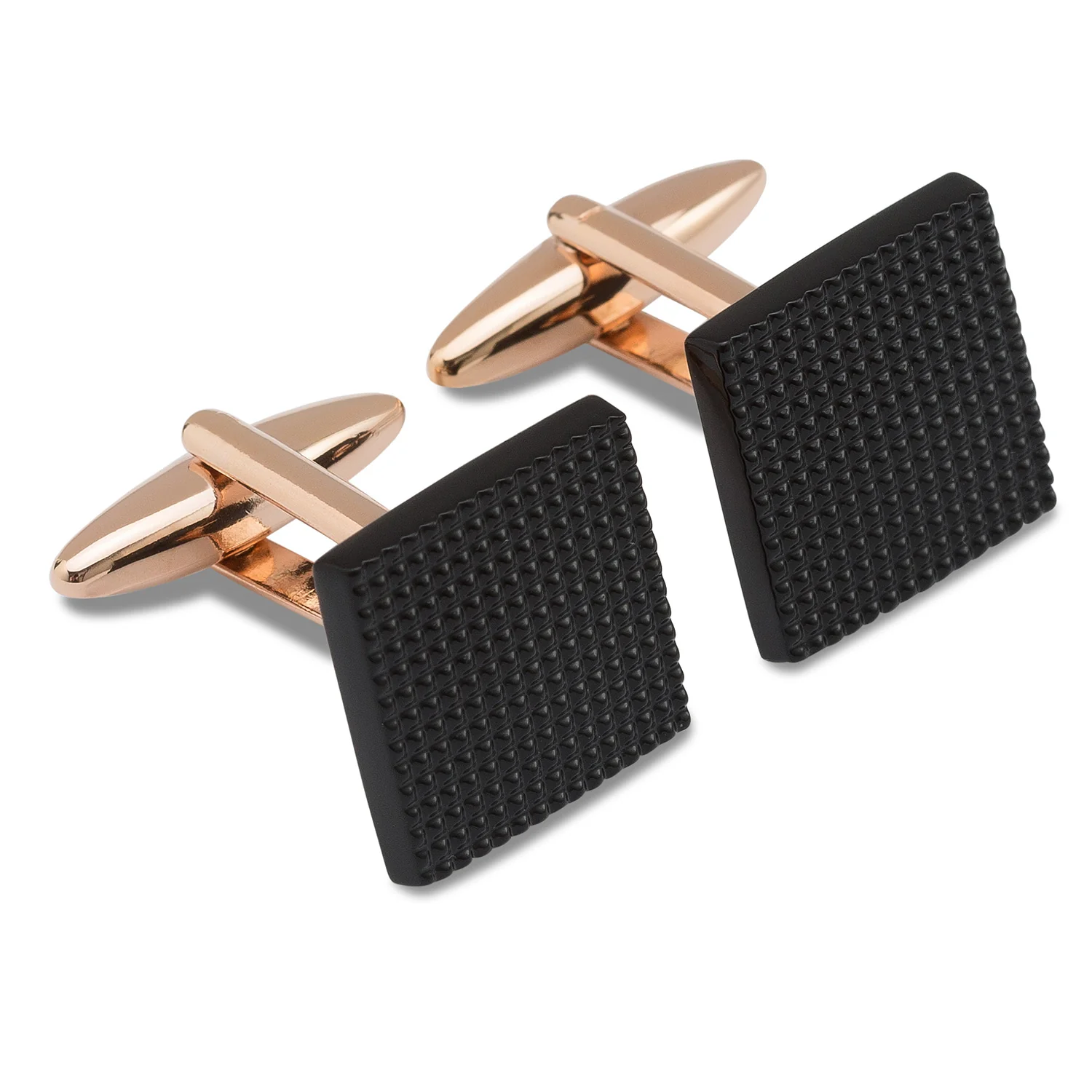 Black Studded Rose Gold Cufflinks - Image 2