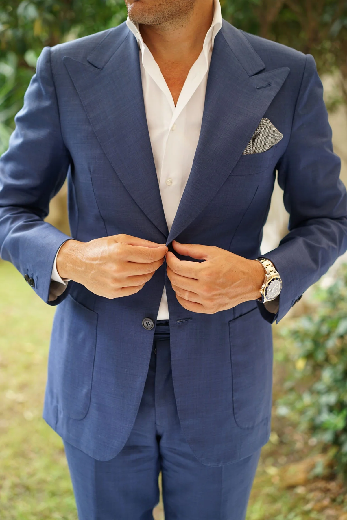 Black Tweed Linen Stitching Pocket Square - Image 10