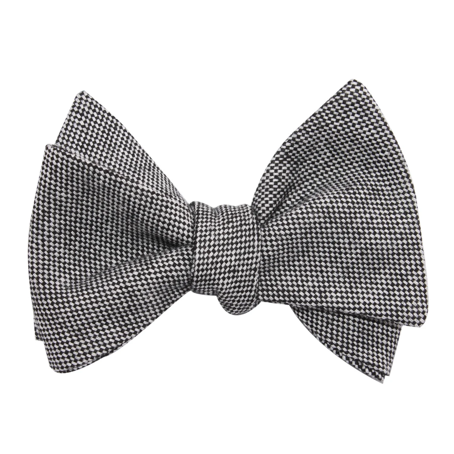 Black Tweed Linen Stitching Self Tie Bow Tie - Image 3