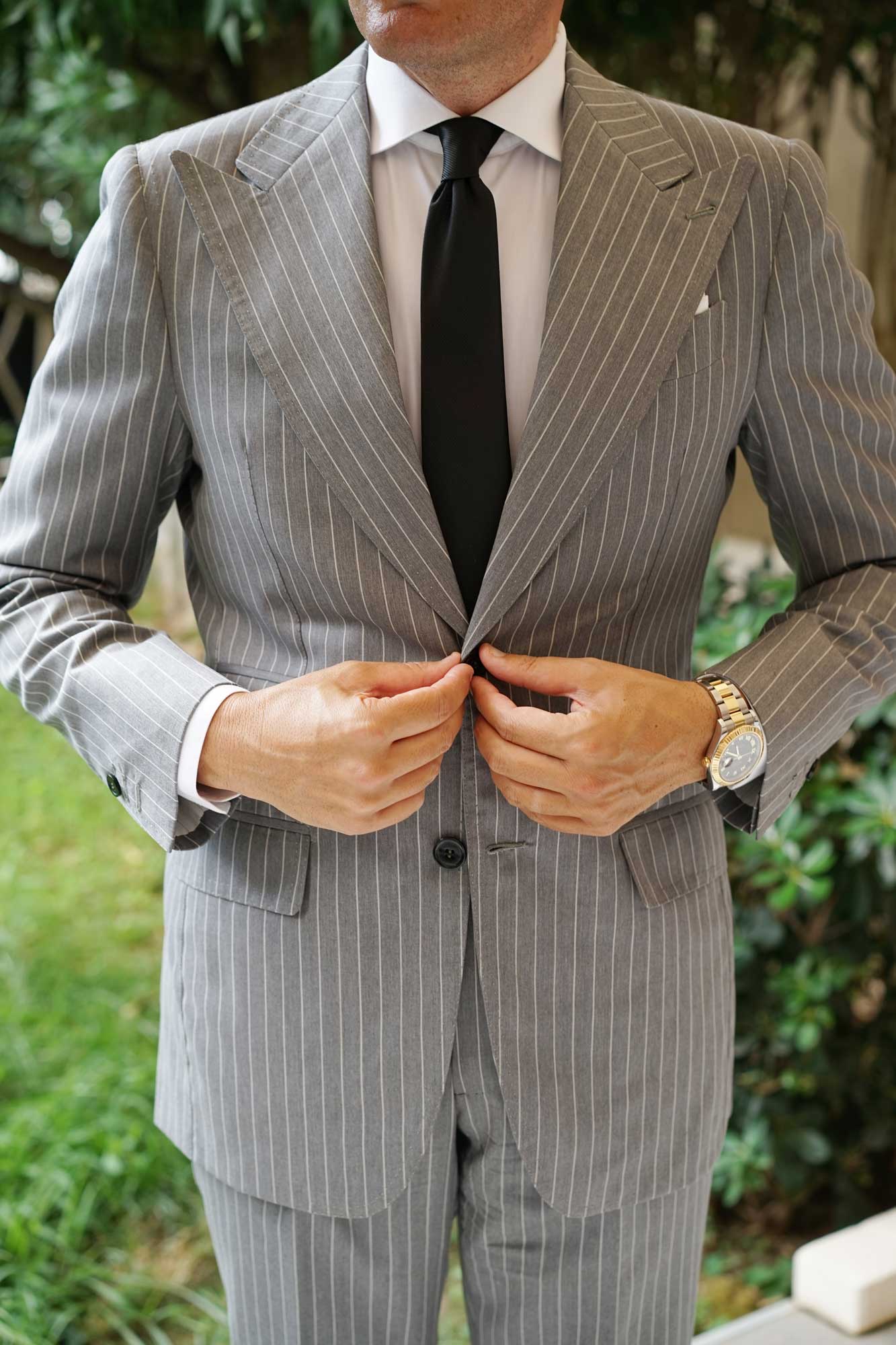 Black Twill Skinny Tie - Image 5