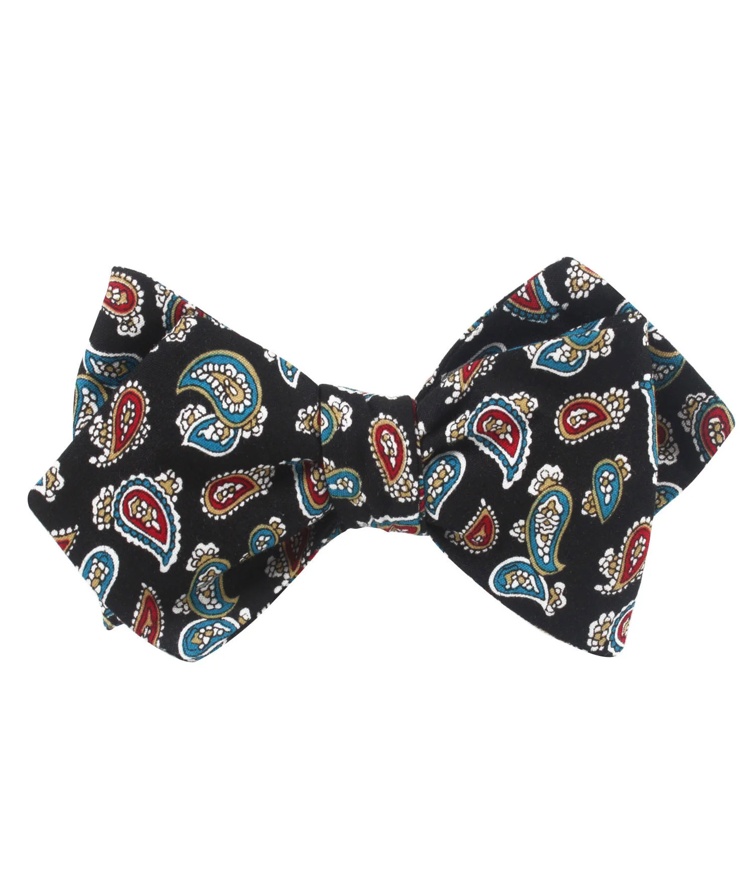Black Twisted Teardrop Paisley Diamond Self Bow Tie - Image 2