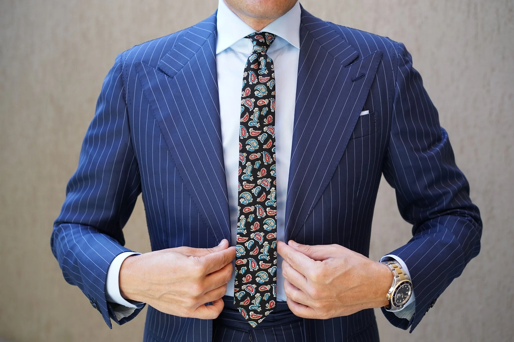 Black Twisted Teardrop Paisley Skinny Tie - Image 6