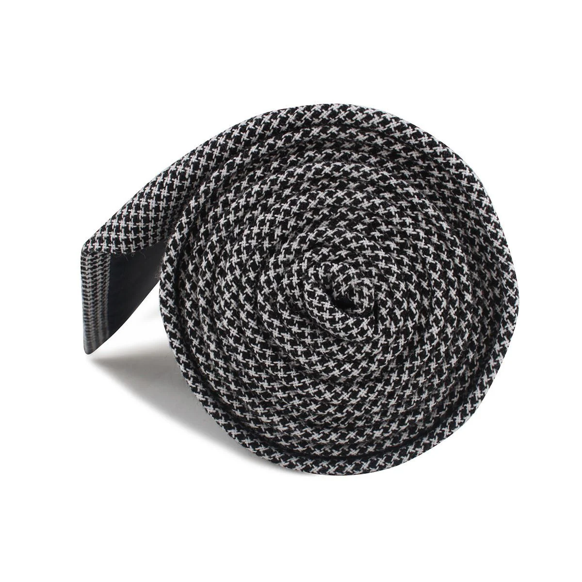 Black & White Houndstooth Cotton Necktie - Image 4