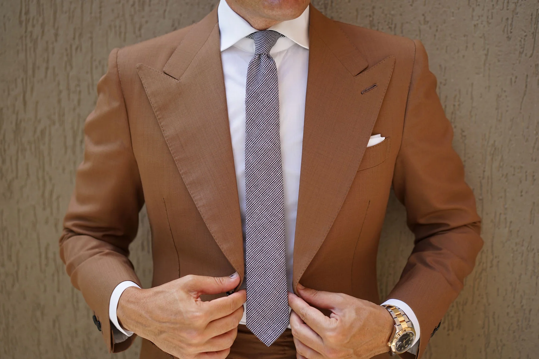 Black & White Houndstooth Cotton Skinny Tie - Image 7