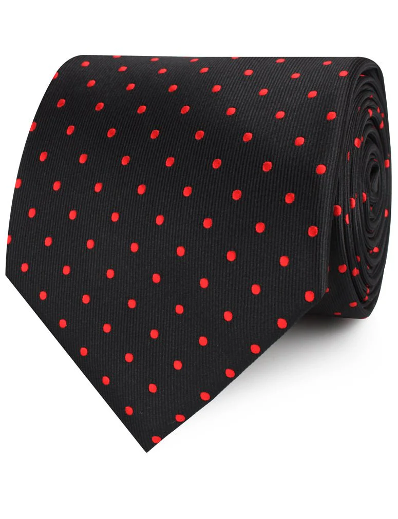 Black with Red Polka Dots Necktie - Image 2