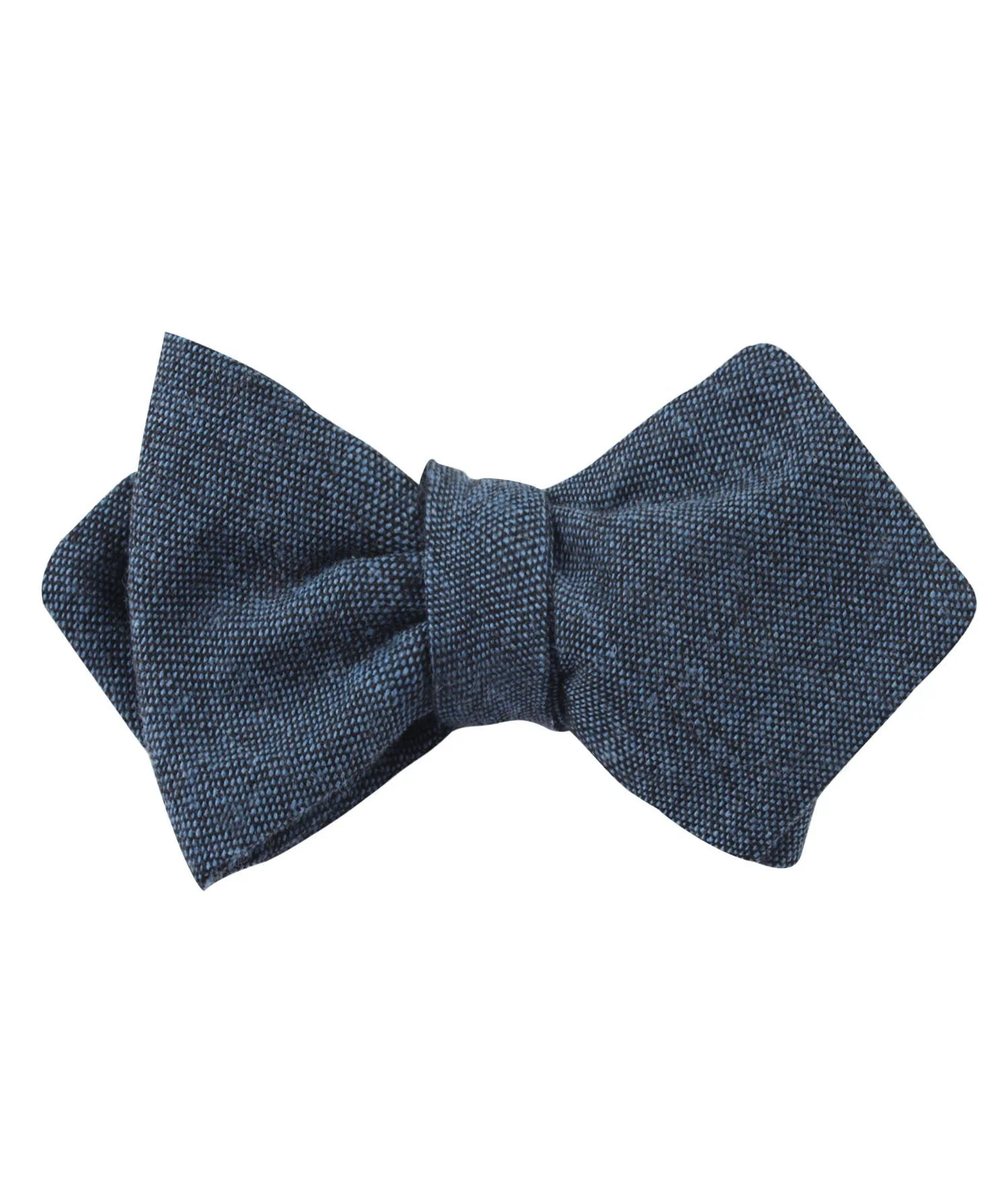 Blue & Black Textured Linen Blend Diamond Self Bow Tie - Image 2