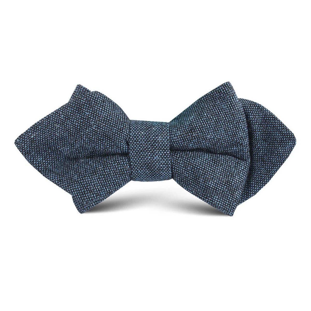 Blue & Black Textured Linen Blend Kids Diamond Bow Tie