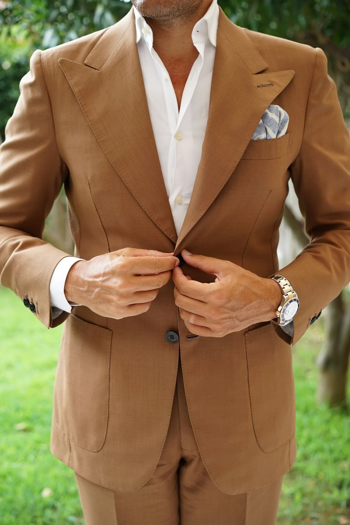 Blue Bodrum Linen Chalk Stripe Pocket Square - Image 4