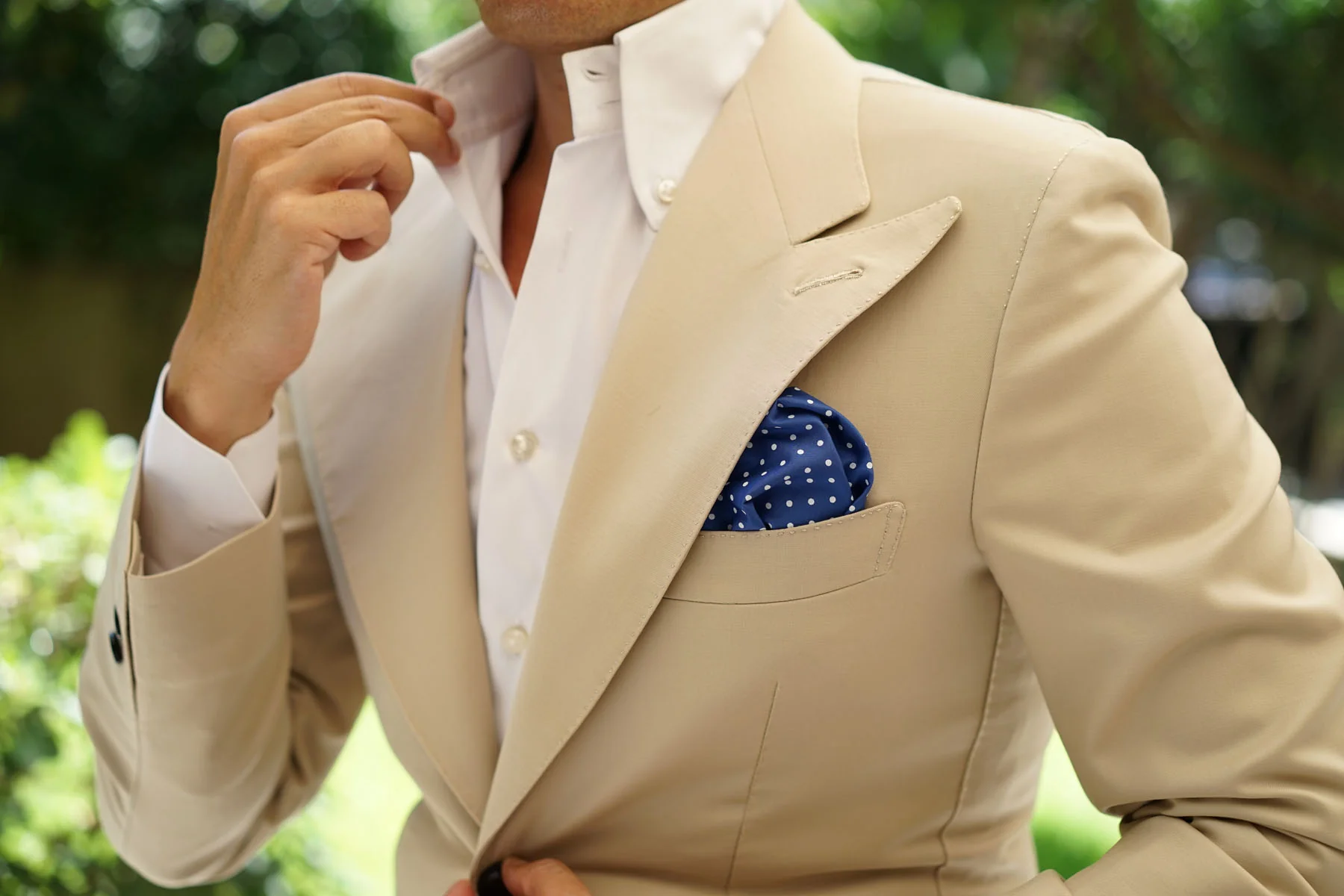Blue Cotton with Mini White Polka Dots Pocket Square - Image 10