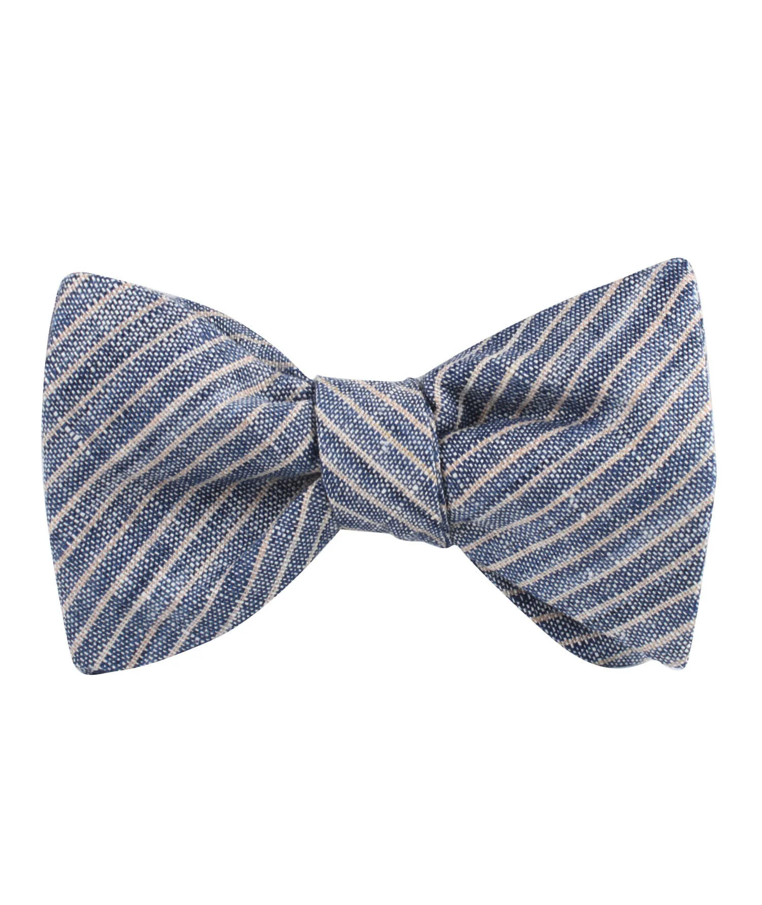 Blue Dry Cold Linen Pinstripe Self Bow Tie - Image 2