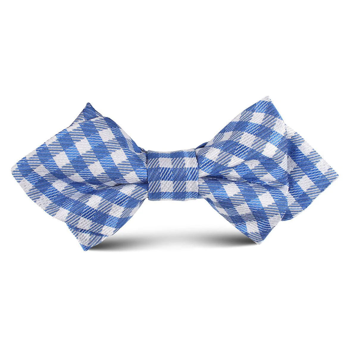 Blue Gingham Kids Diamond Bow Tie