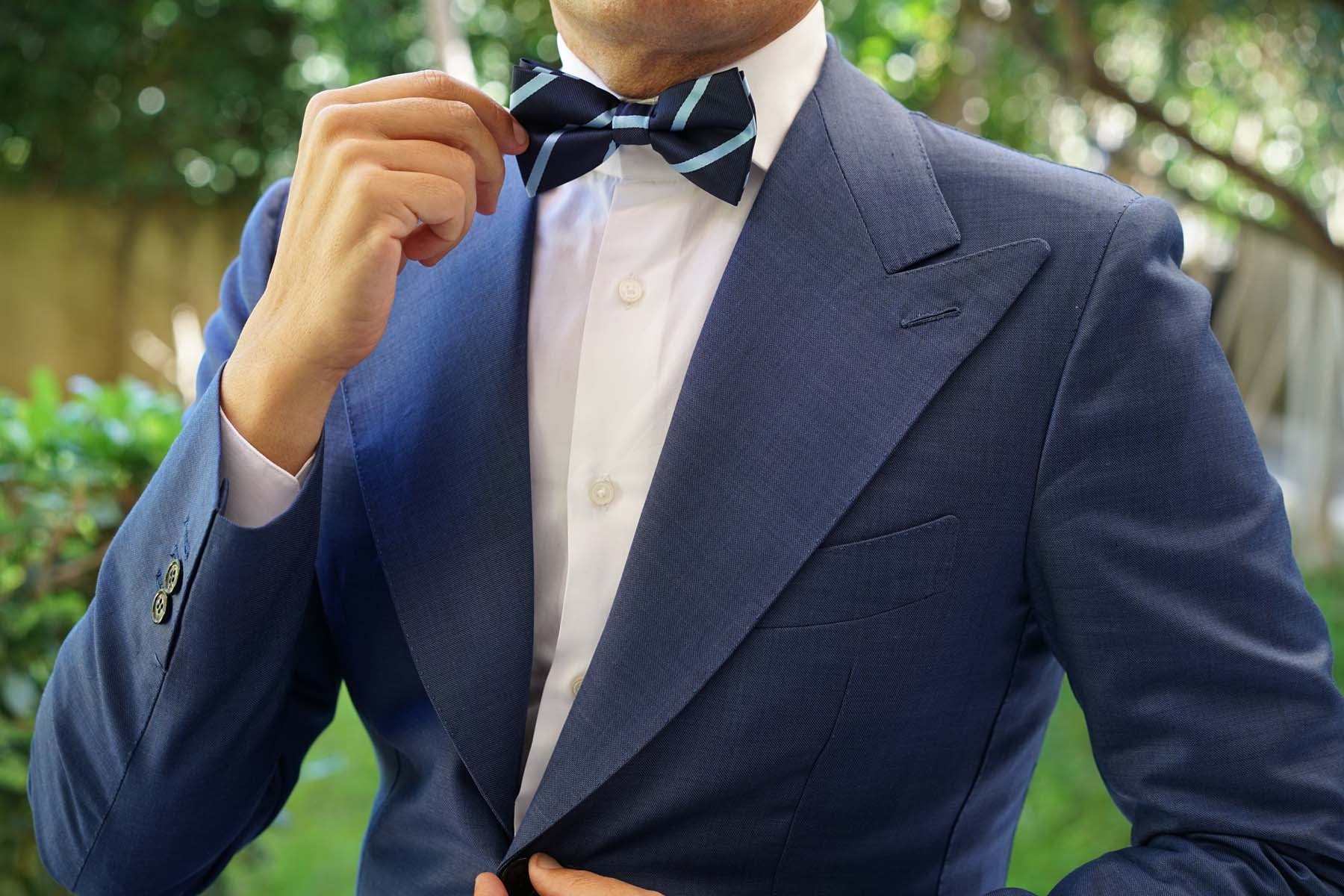 Blue Pencil Stripe Bow Tie - Image 3