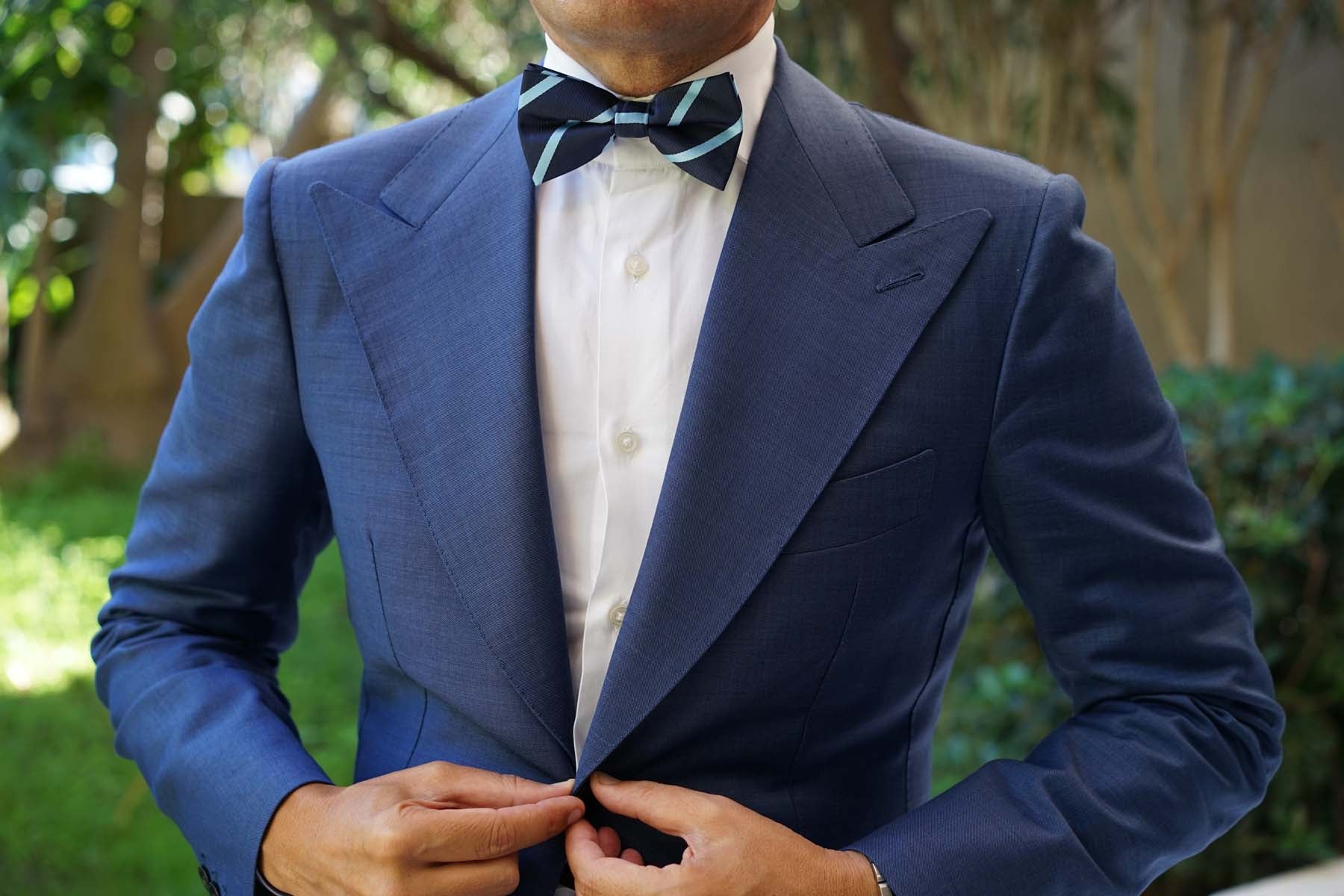 Blue Pencil Stripe Bow Tie - Image 6
