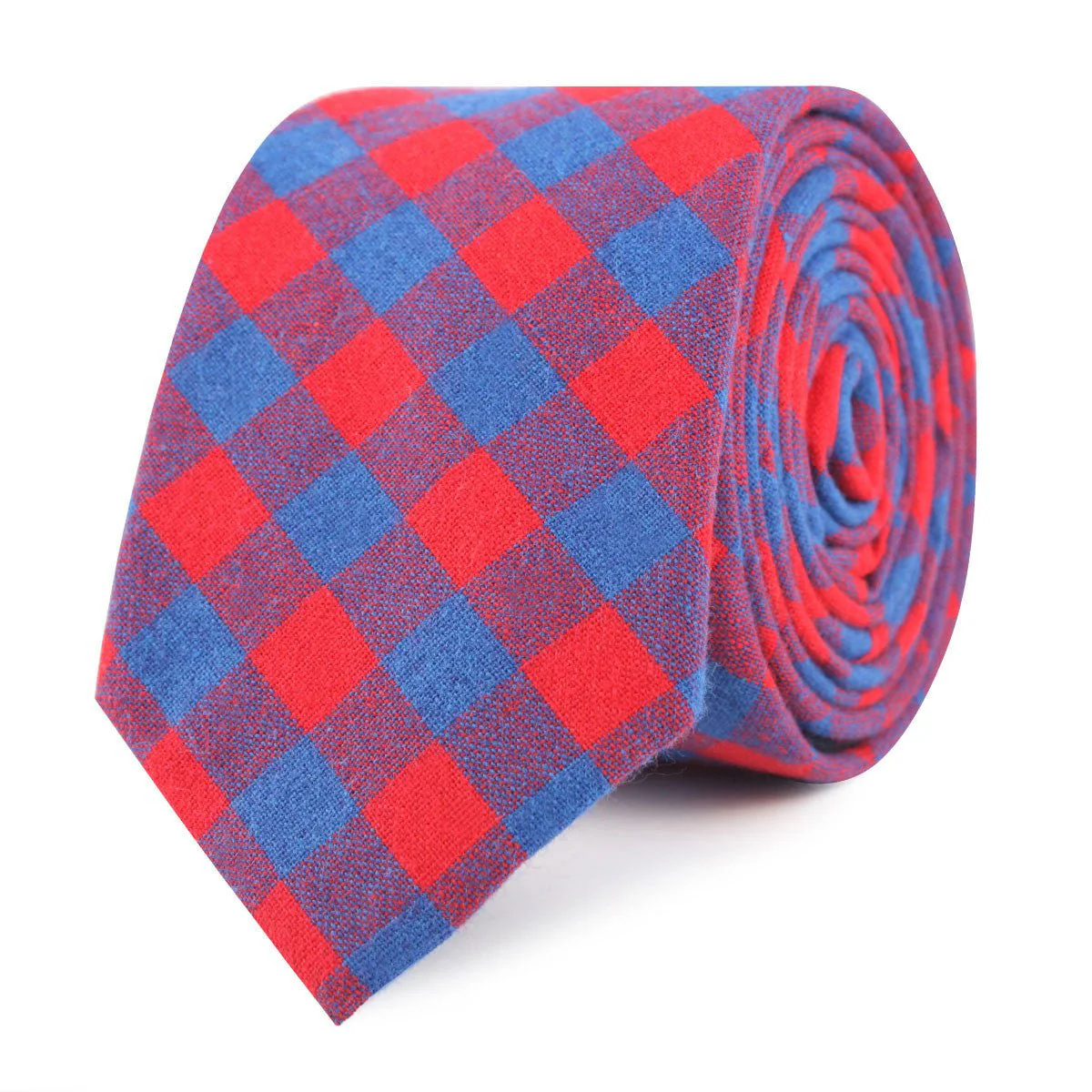 Blue & Red Gingham Skinny Tie - Image 2