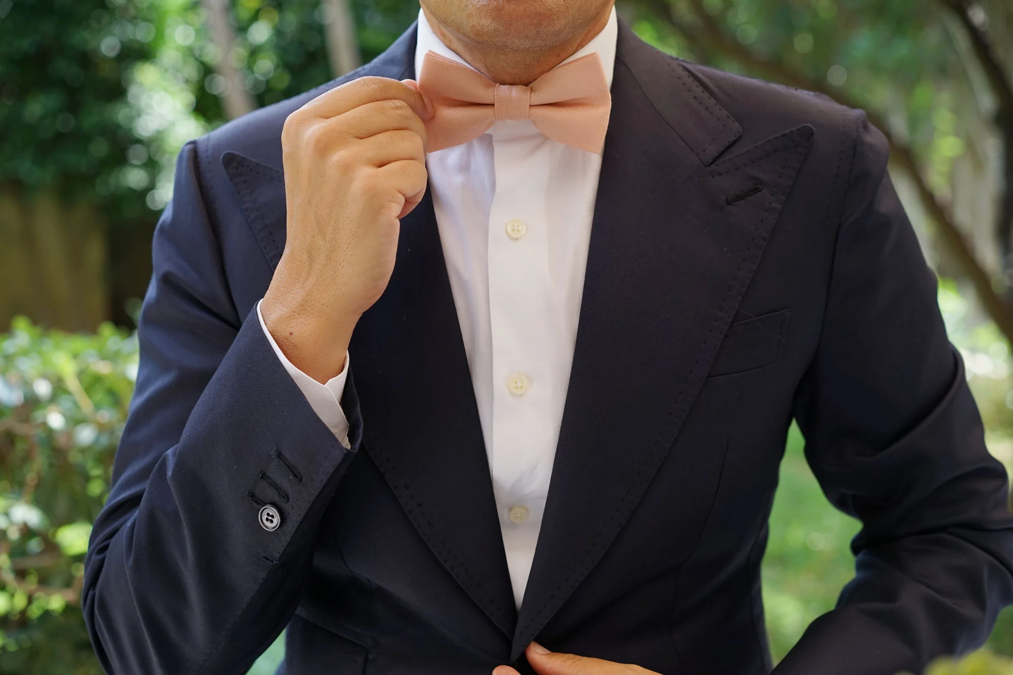 Blush Beige Linen Bow Tie - Image 6