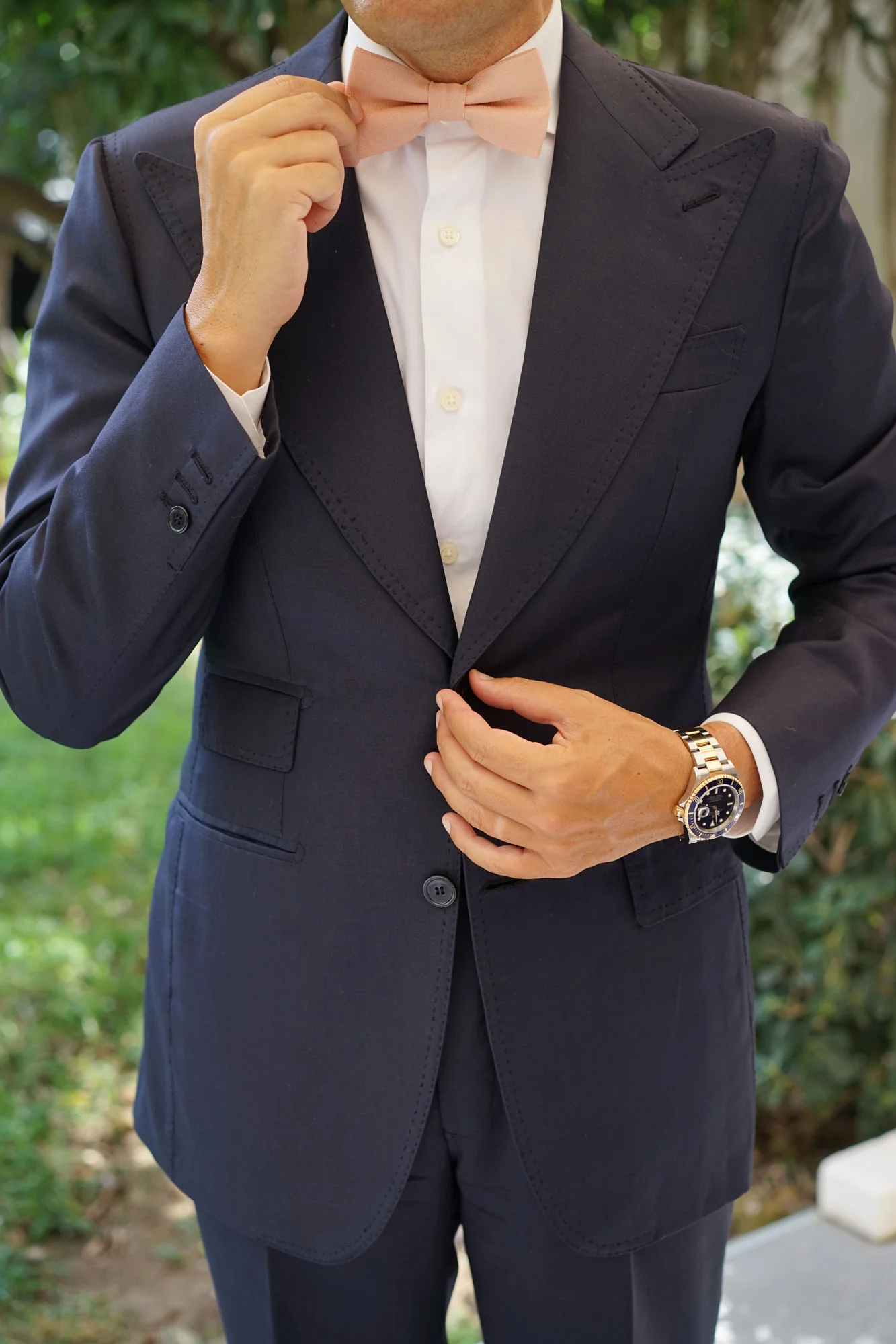 Blush Beige Linen Bow Tie - Image 7