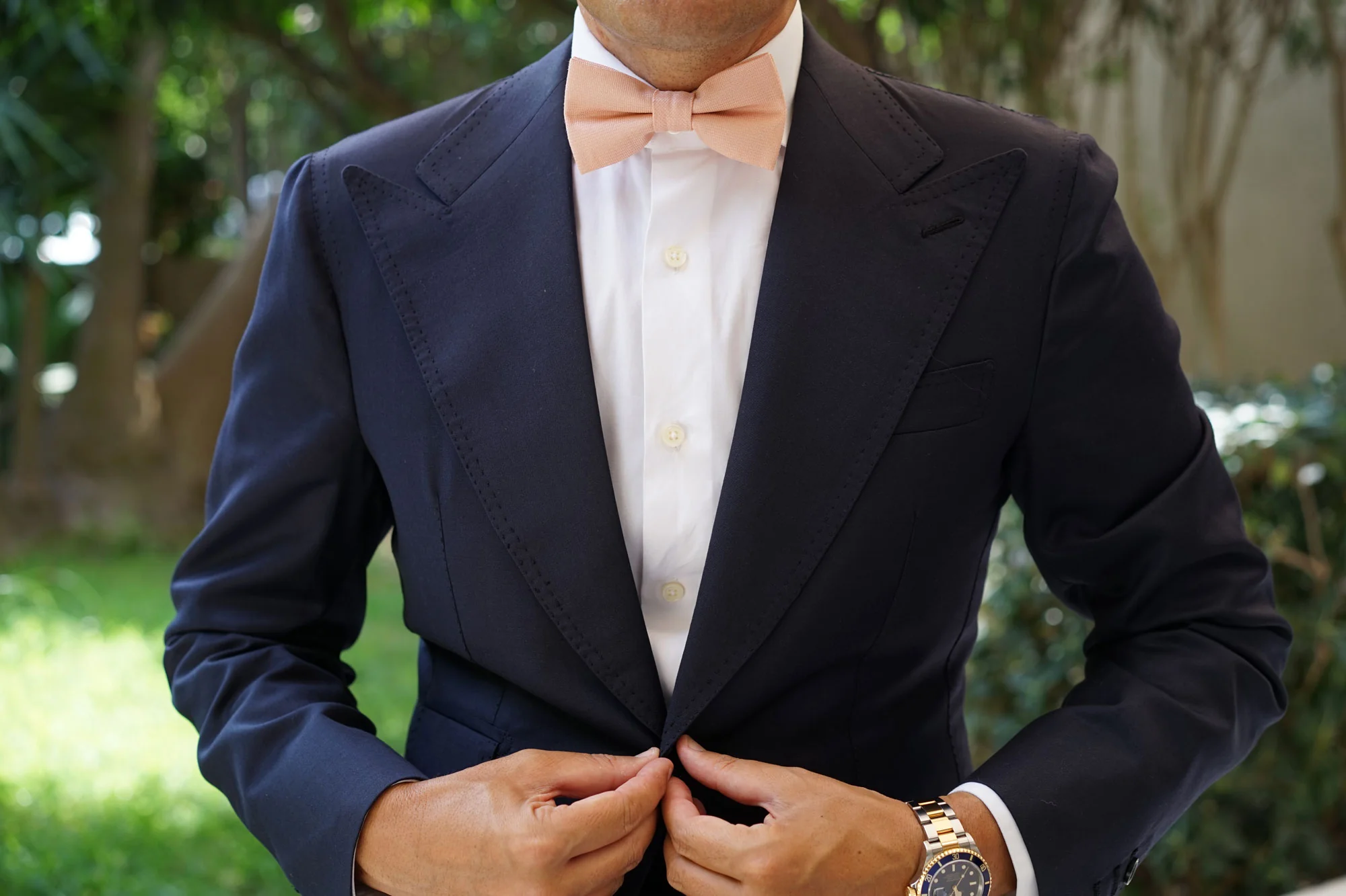 Blush Beige Linen Bow Tie - Image 8