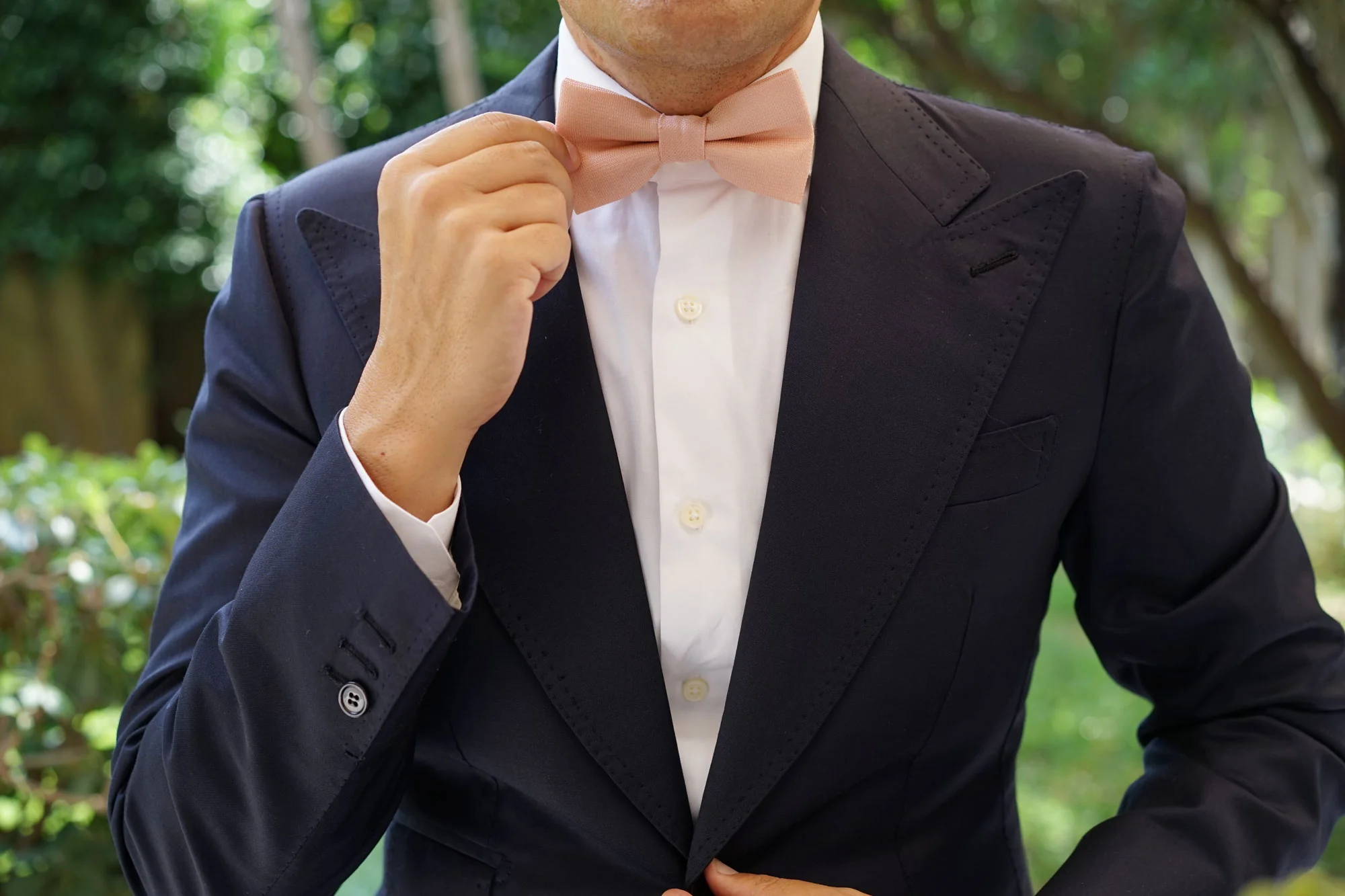 Blush Beige Linen Bow Tie - Image 9
