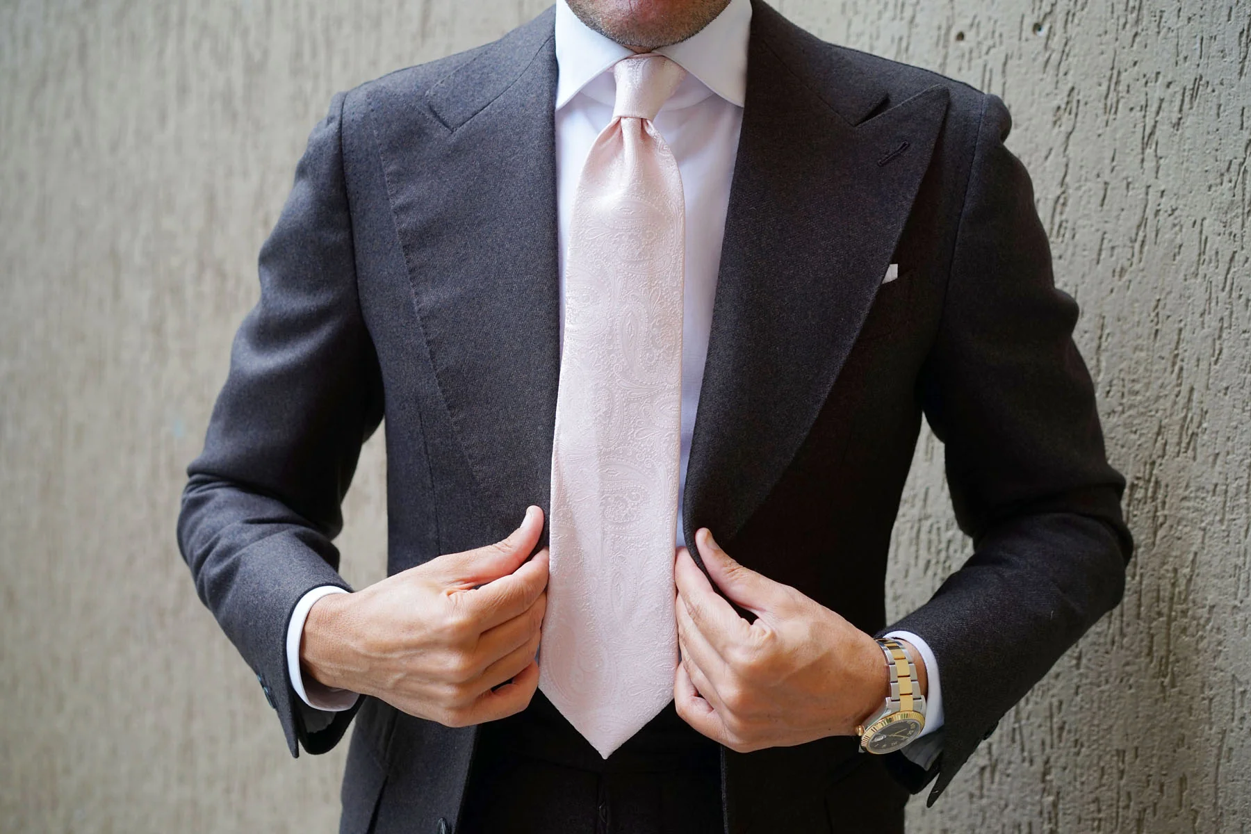 Blush Peach Paisley Necktie - Image 4