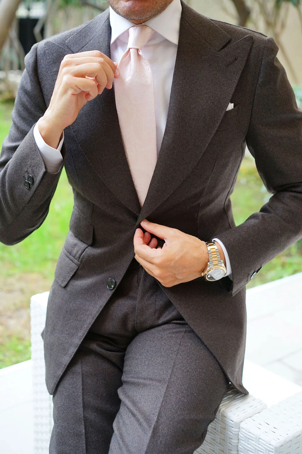 Blush Peach Paisley Necktie - Image 5