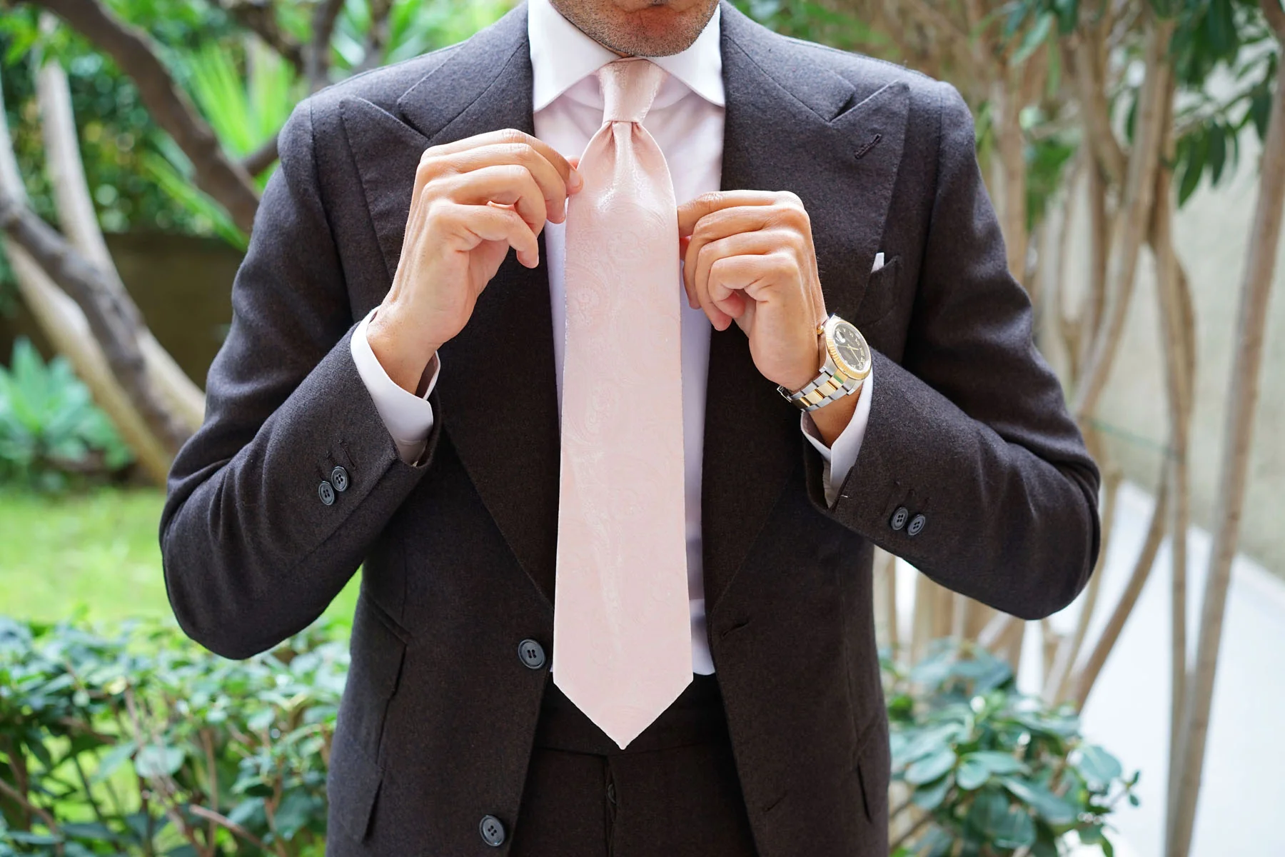 Blush Peach Paisley Necktie - Image 7