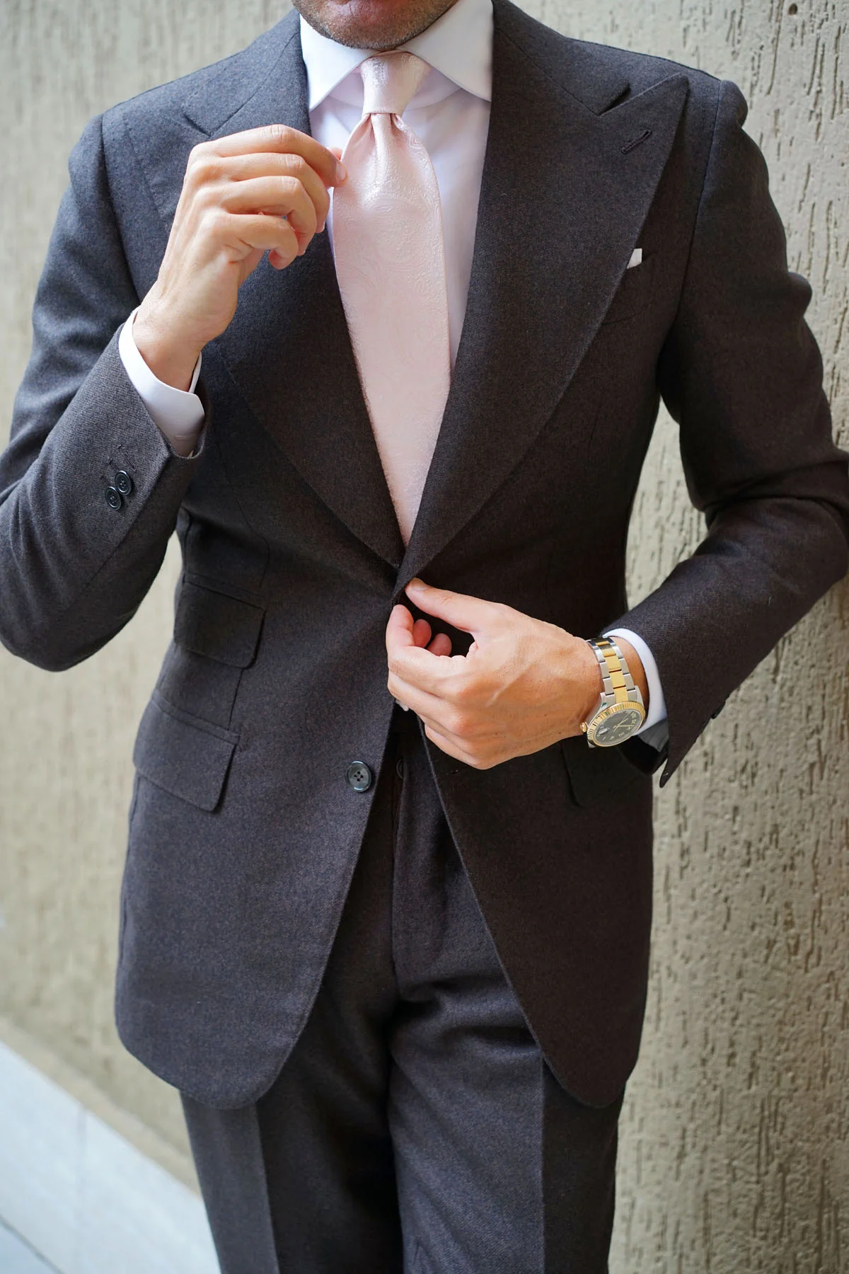 Blush Peach Paisley Necktie - Image 8