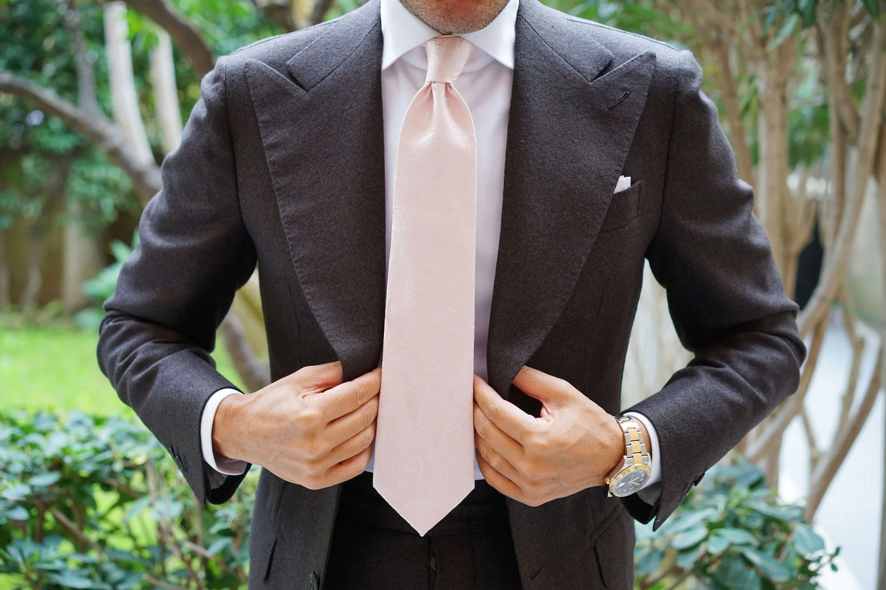 Blush Peach Paisley Necktie - Image 9