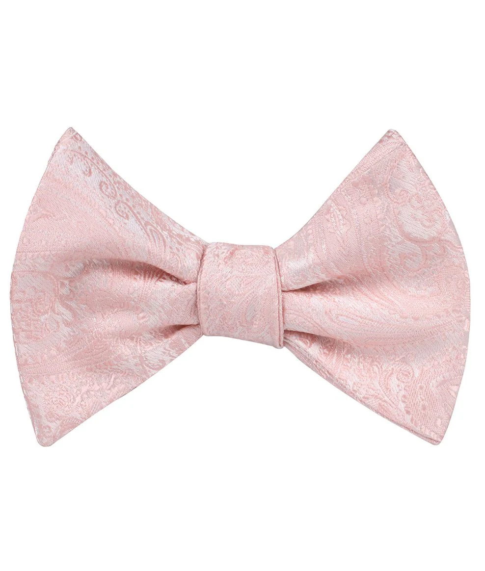 Blush Peach Paisley Self Bow Tie - Image 2