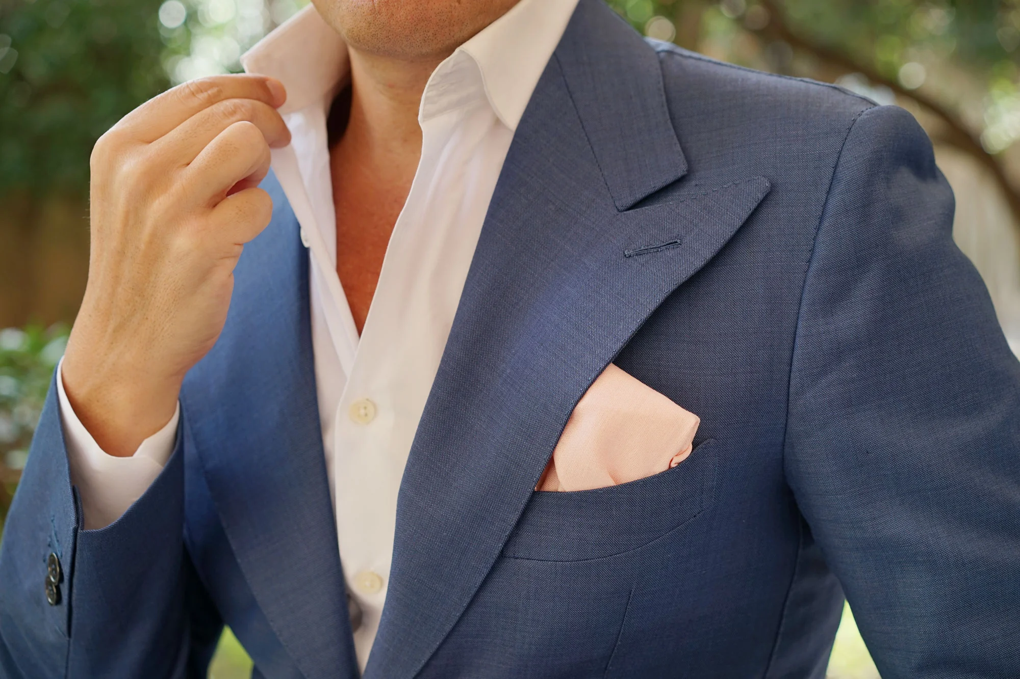 Blush Petal Pink Linen Pocket Square - Image 6