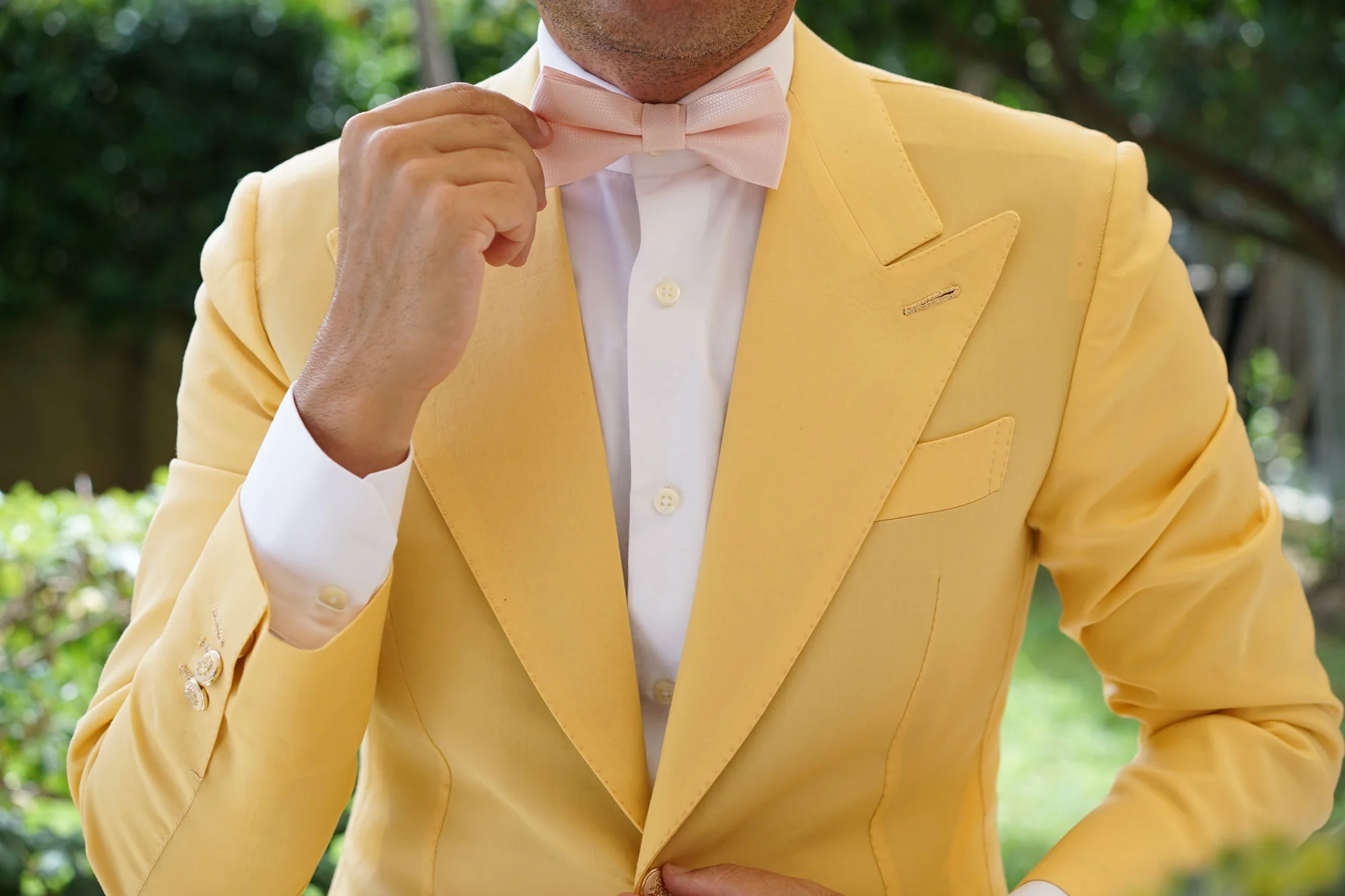 Blush Pink Basket Weave Bow Tie - Image 4