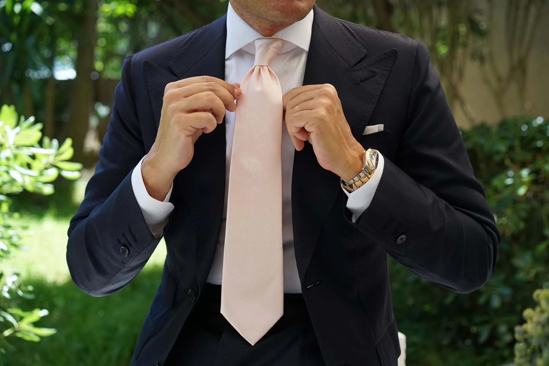 Blush Pink Basket Weave Necktie - Image 4