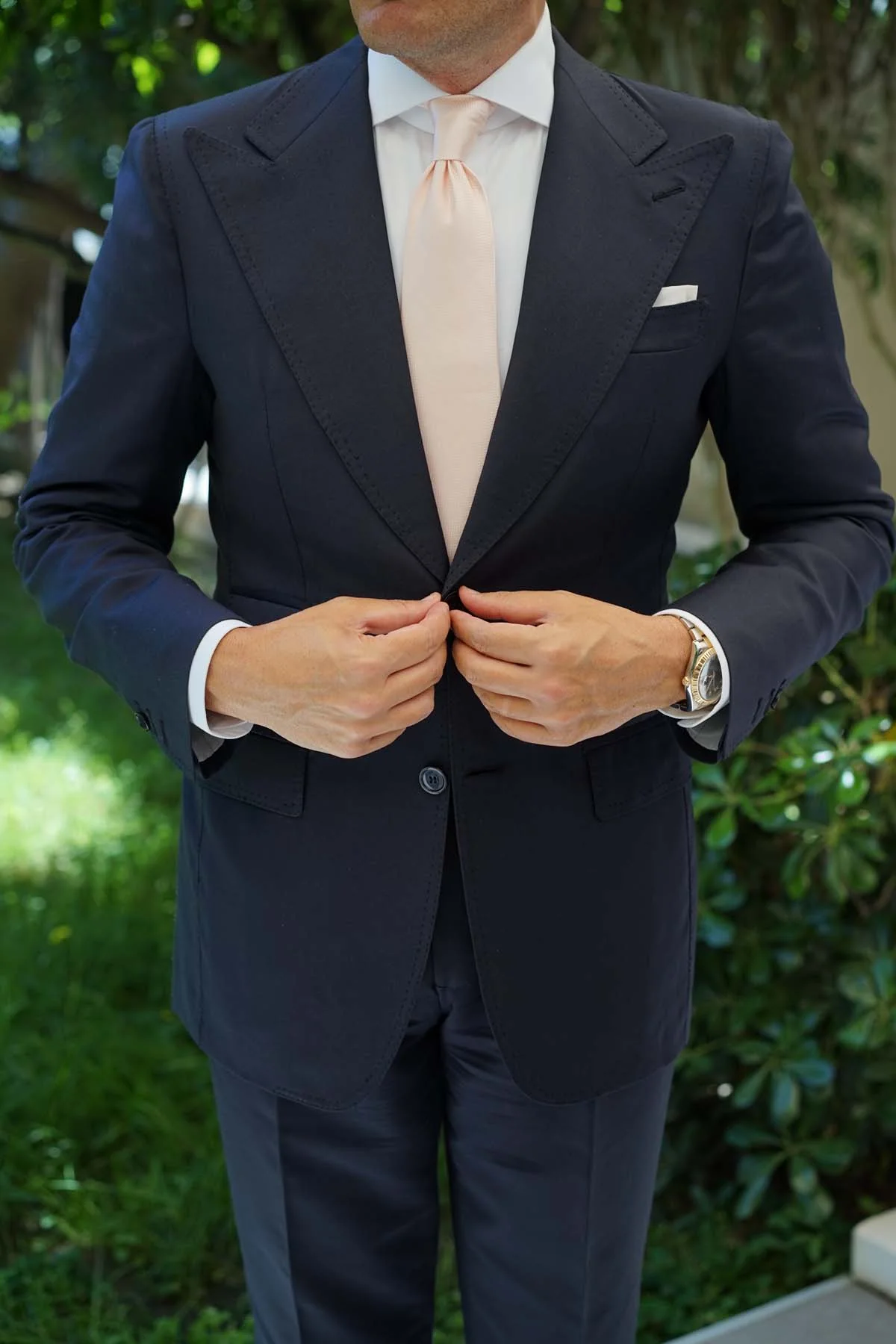Blush Pink Basket Weave Necktie - Image 5