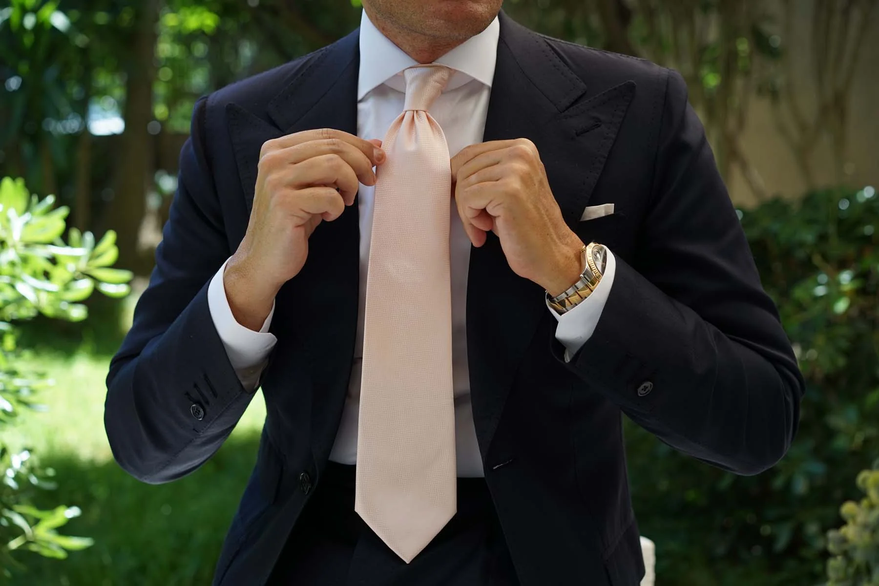 Blush Pink Basket Weave Necktie - Image 8