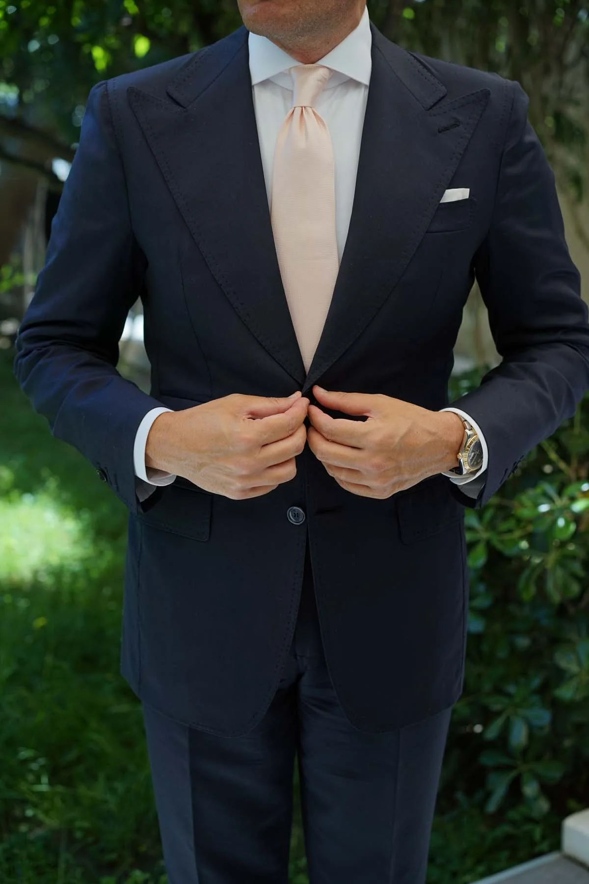 Blush Pink Basket Weave Necktie - Image 9