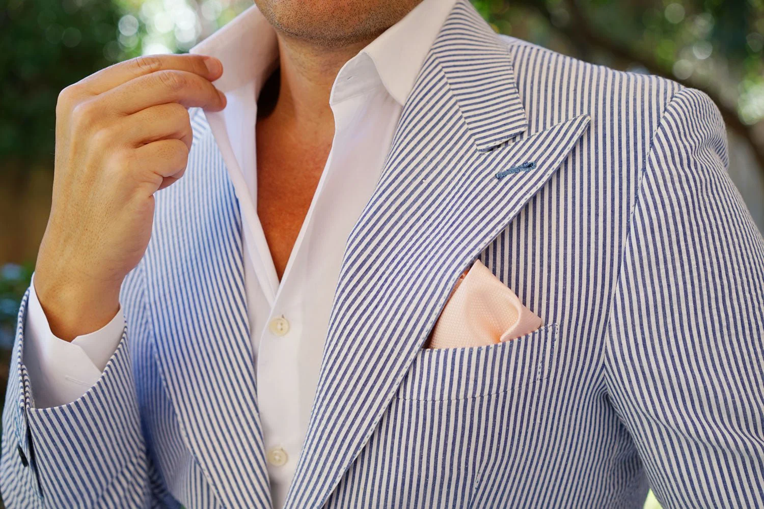 Blush Pink Basket Weave Pocket Square - Image 6