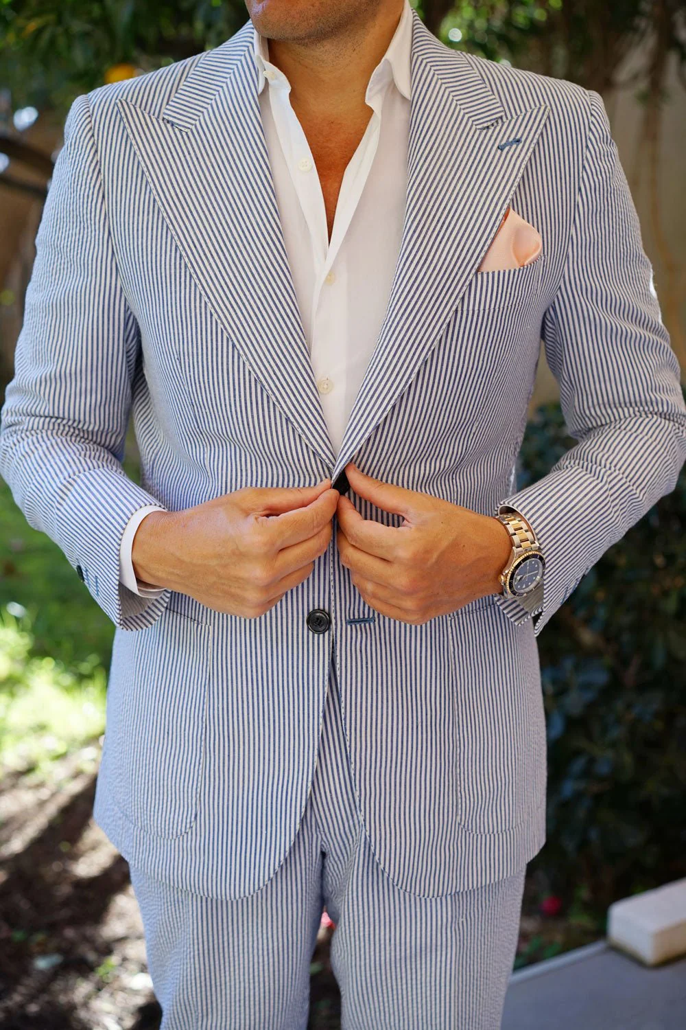 Blush Pink Basket Weave Pocket Square - Image 7